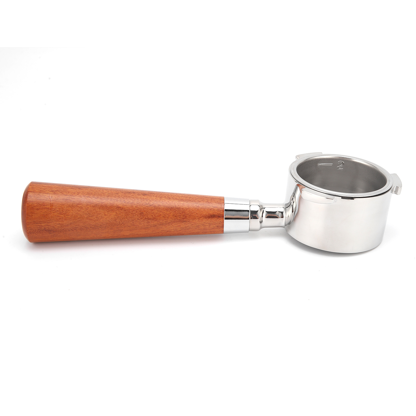 Kaffeefilterhalter Aus Edelstahl, Bodenlos, Ersatzsieb, 51 Mm, Rosenholz