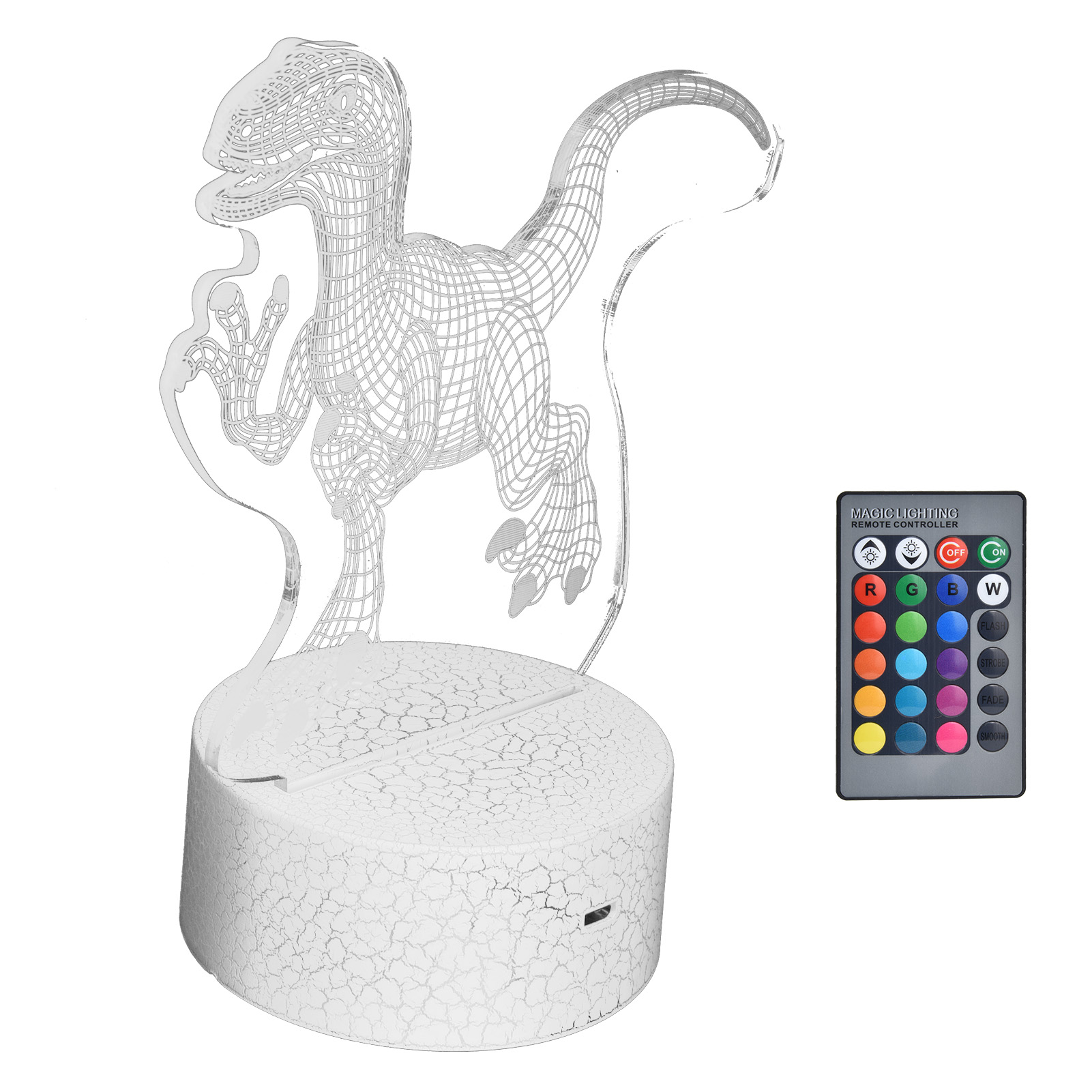 Dinosaurier 3d-nachtlicht, 16 Farben, 4 Modi, Rgb-farbig, Dimmbar, Touch-steuerung, Mit Fernbedienung
