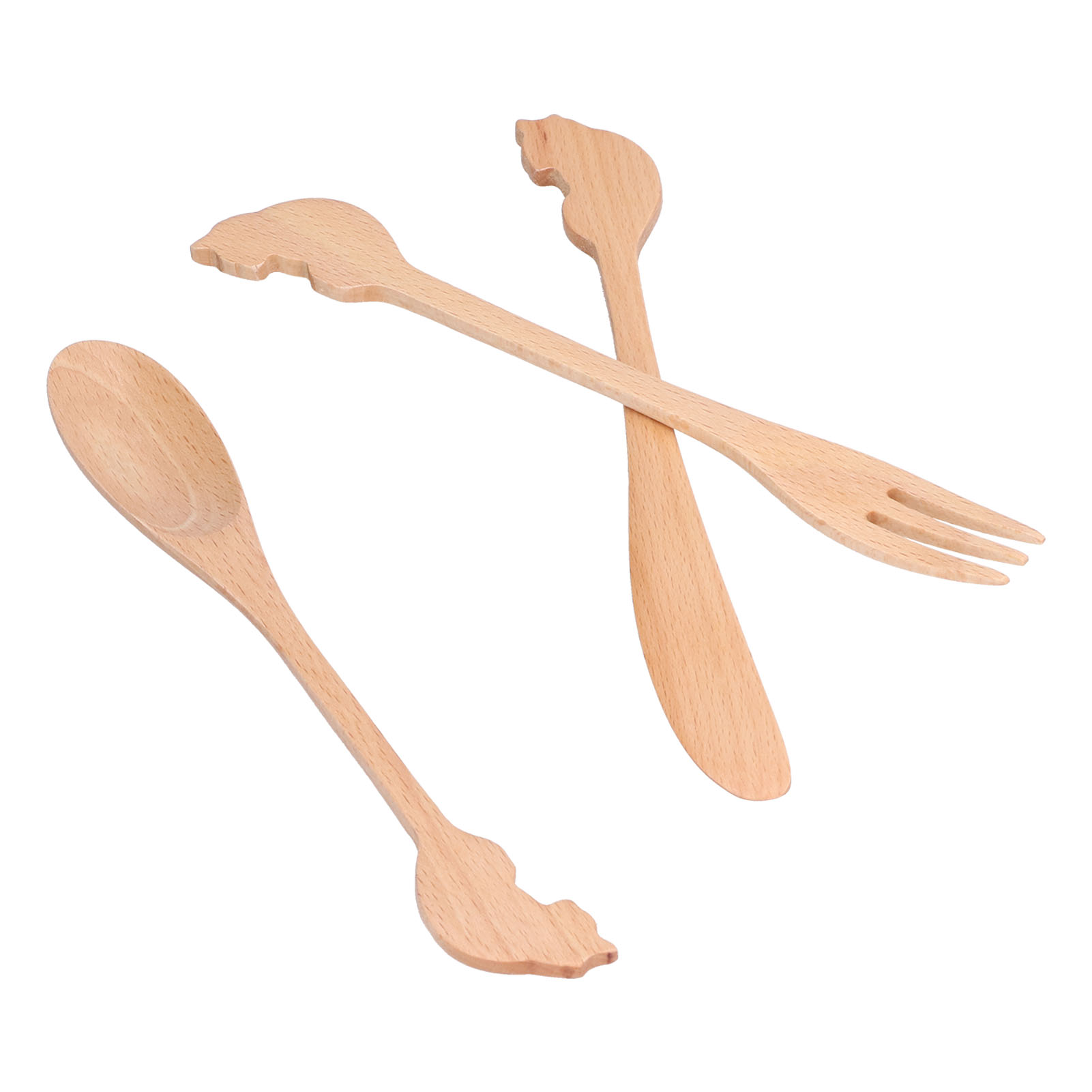 3-teiliges Holzbesteck-set (löffel, Gabel), Wiederverwendbar, Handgefertigt, Tragbarer Suppenlöffel Für Küche, Picknick Und Hotel