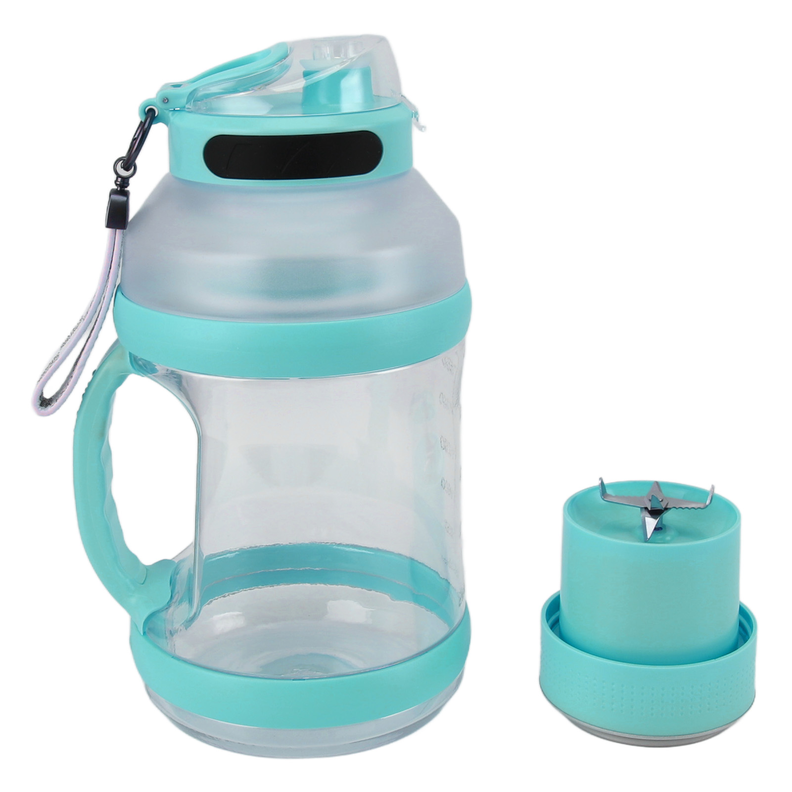 Tragbarer 2-liter-sportmixer Mit 6 Klingen, 18.000 U/min, 4000 Mah, Typ-c-akku, Ideal Für Reisen, Shakes Und Smoothies, Blau-grün