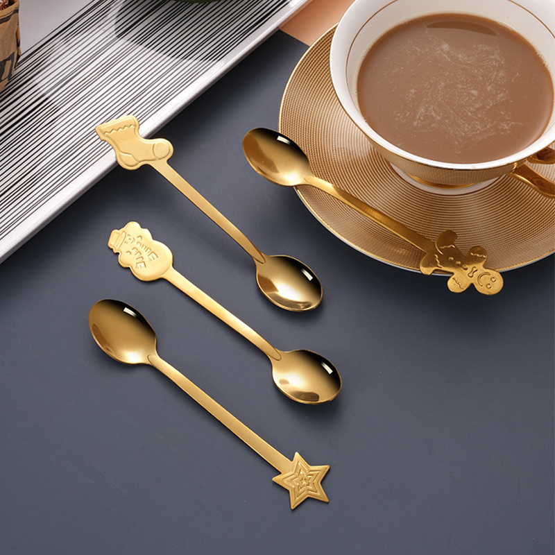Kaffeelöffel-set Aus Edelstahl, Dessertlöffel, Kuchenlöffel, Ideal Als Weihnachtsgeschenk Für Familie Und Freunde, Golden