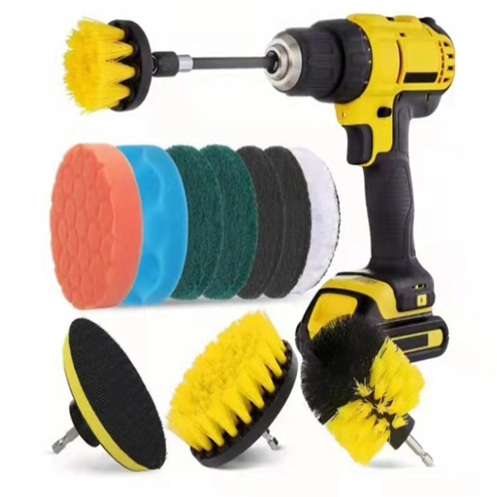 12-teiliges Set Mit Bohrmaschinenbürstenaufsätzen, Bohrmaschinenbürste, Elektroschrubber, Scheuerpads Und Schwämmen Für Bad, Küche Und Auto