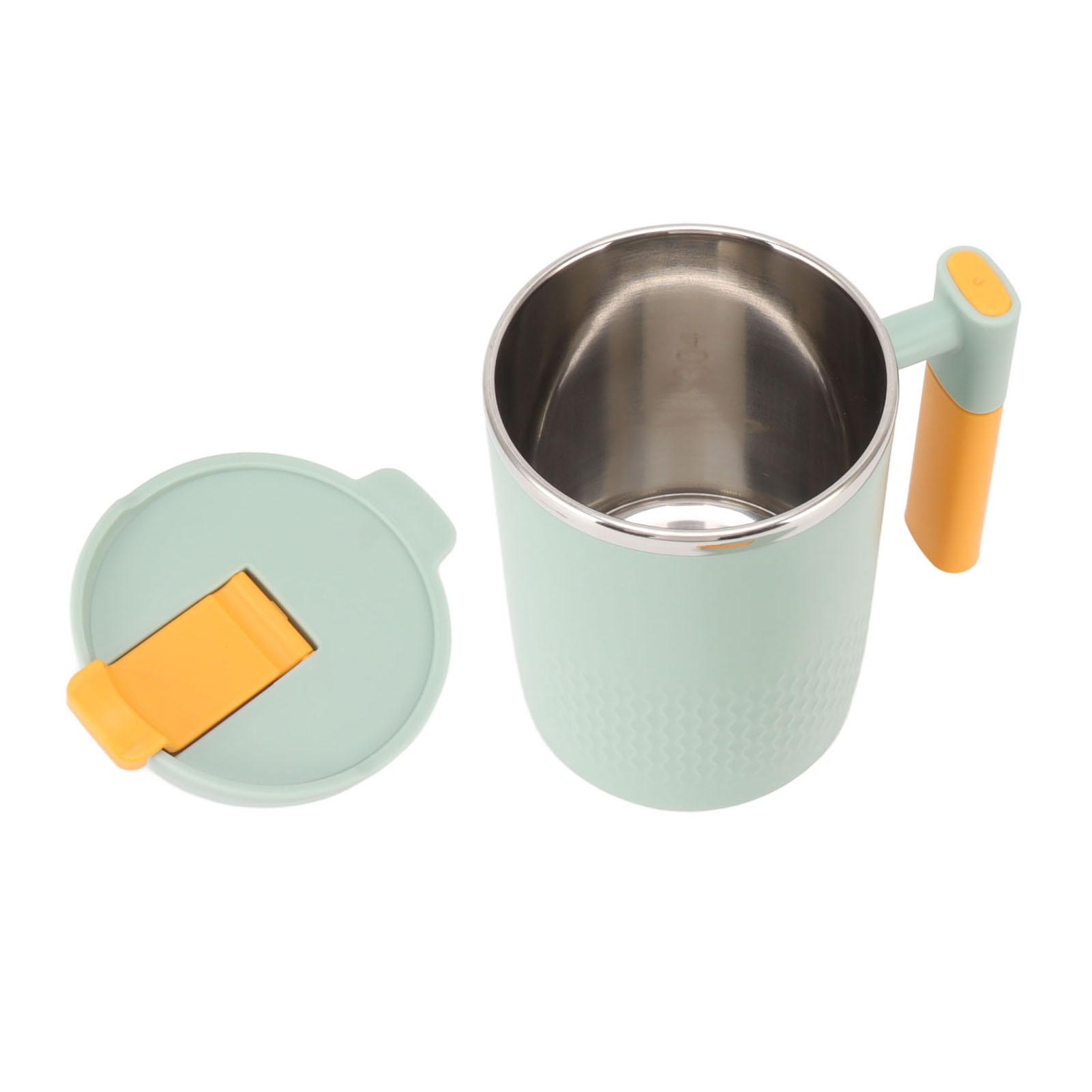 Isolierbecher Aus Edelstahl, 450 Ml, Kaffeebecher Mit Henkeldeckel, Für Büro, Schule Und Zuhause, Grün