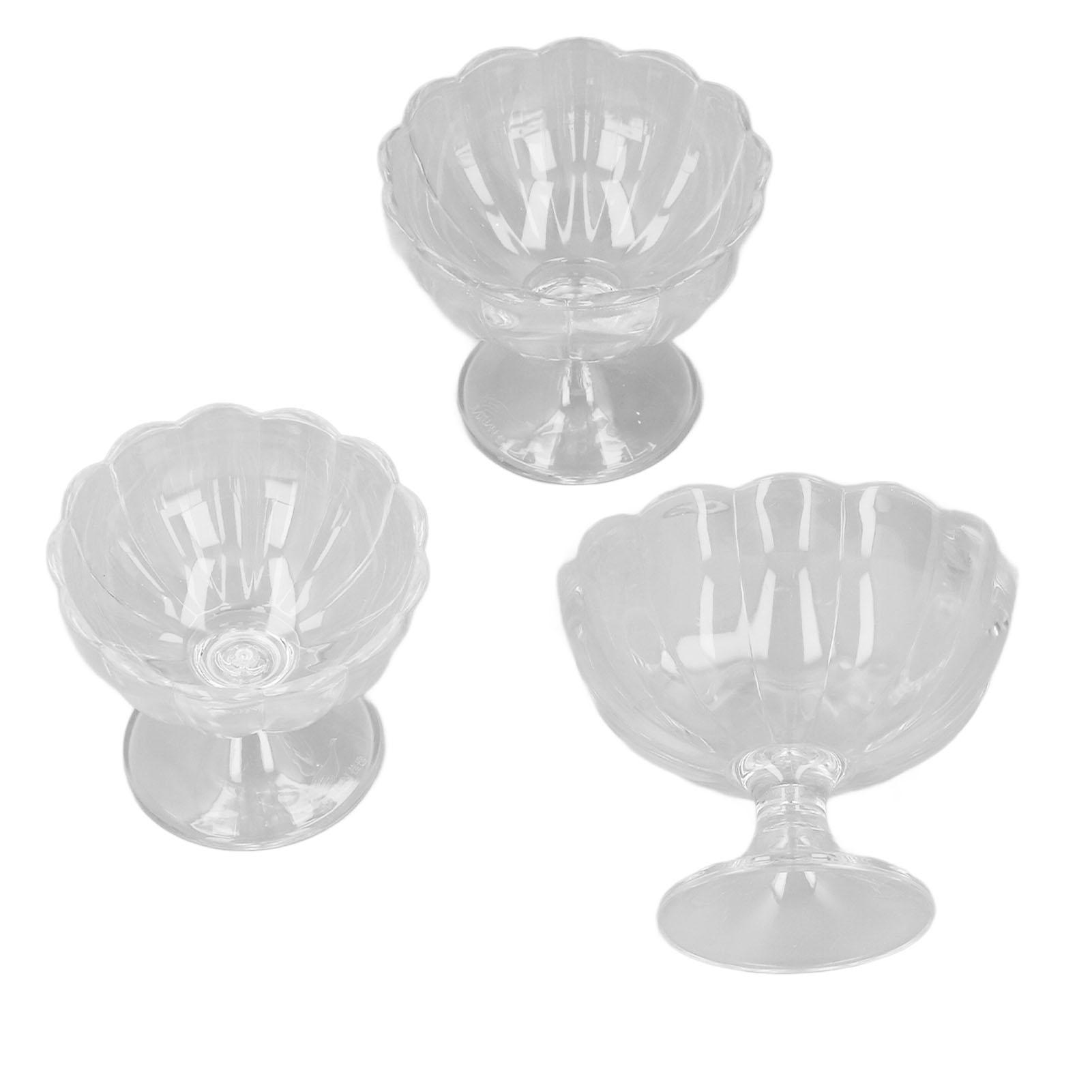 3-teiliges Set Niedlicher Tulpen-dessertschalen Und -becher Mit Fuß (groß, Mittel, Klein), Perfekt Für Desserts, Eisbecher, Eiscreme, Obstsalat, Snacks Und Cocktails. Transparent.