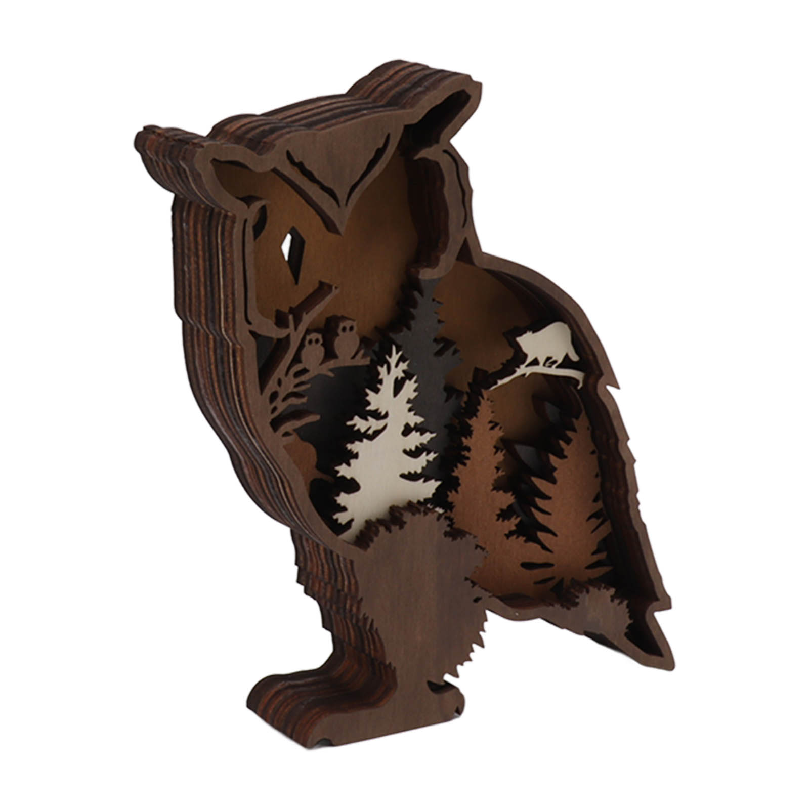 3d-holzschnitzlampe, Holzkunst, Heimdekoration, 3d-geschnitztes Tierornament Aus Holz Mit Led Für Zuhause, Eule