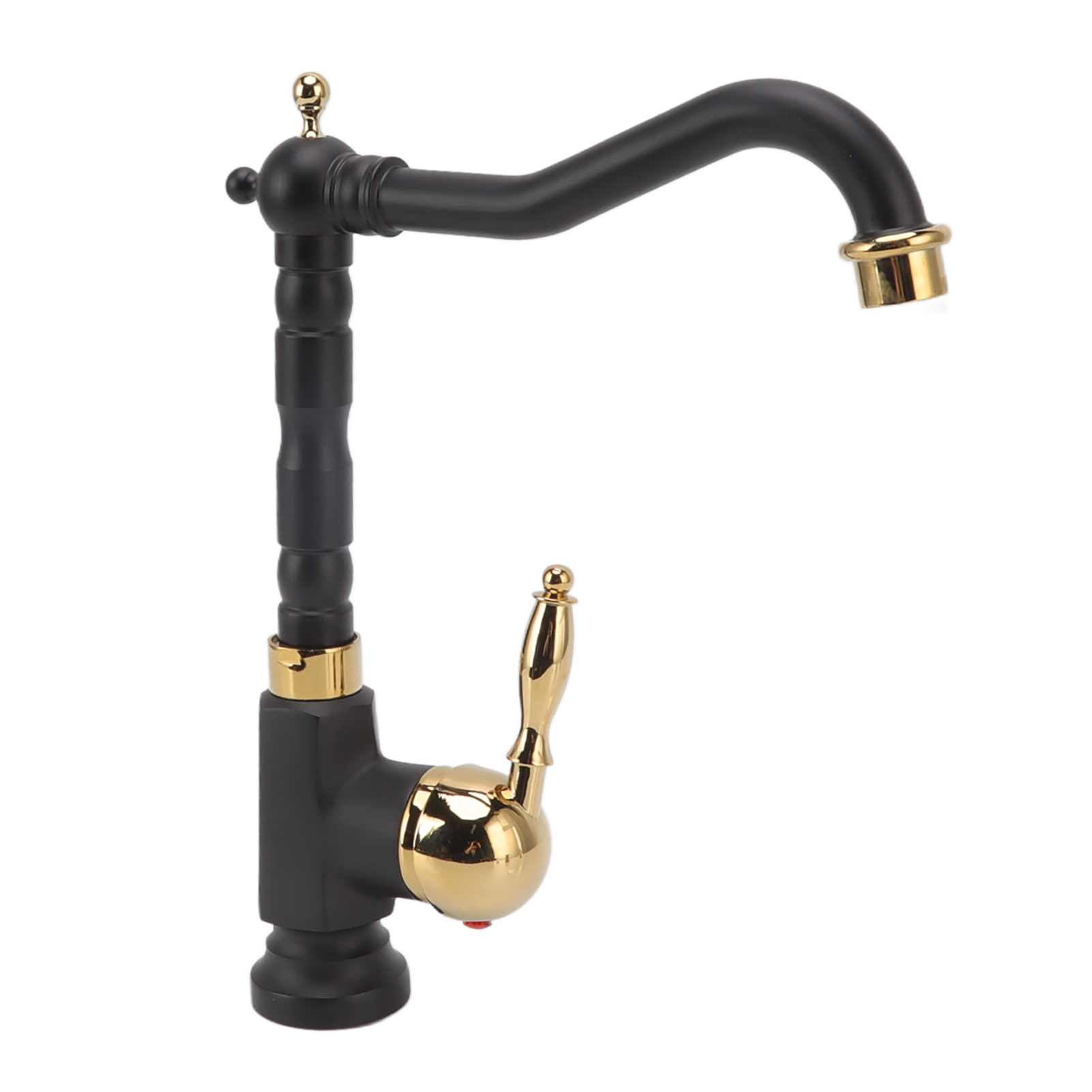 Einloch-waschtischarmatur Im Europäischen Stil Mit Einhebelmischer Für Kalt- Und Warmwasser, Schwarz/gold