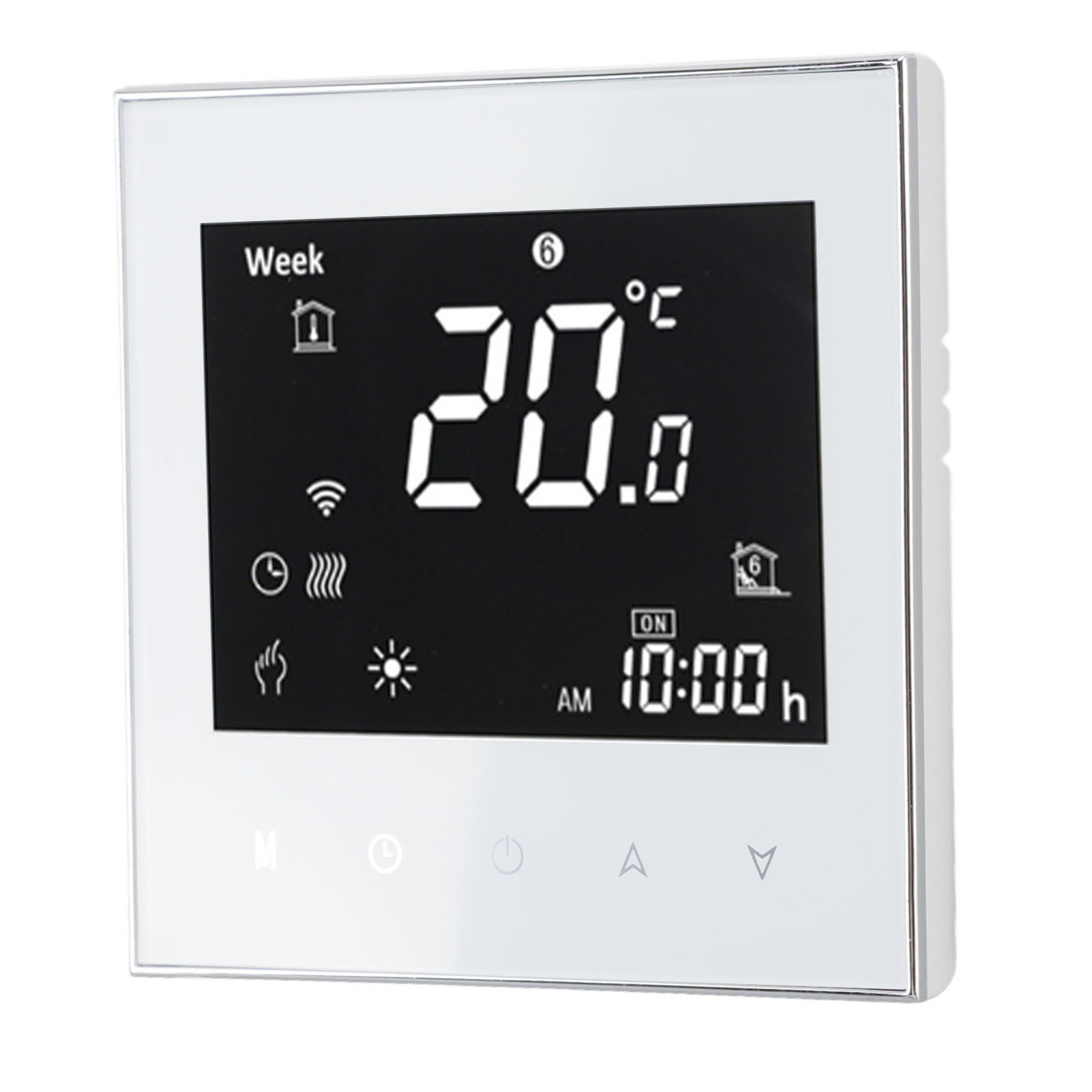 Intelligenter Heizkesselthermostat Mit Wlan-app-steuerung, Sprachsteuerung, Lcd-touchscreen, Programmierbar, Weiß, 95–240 V