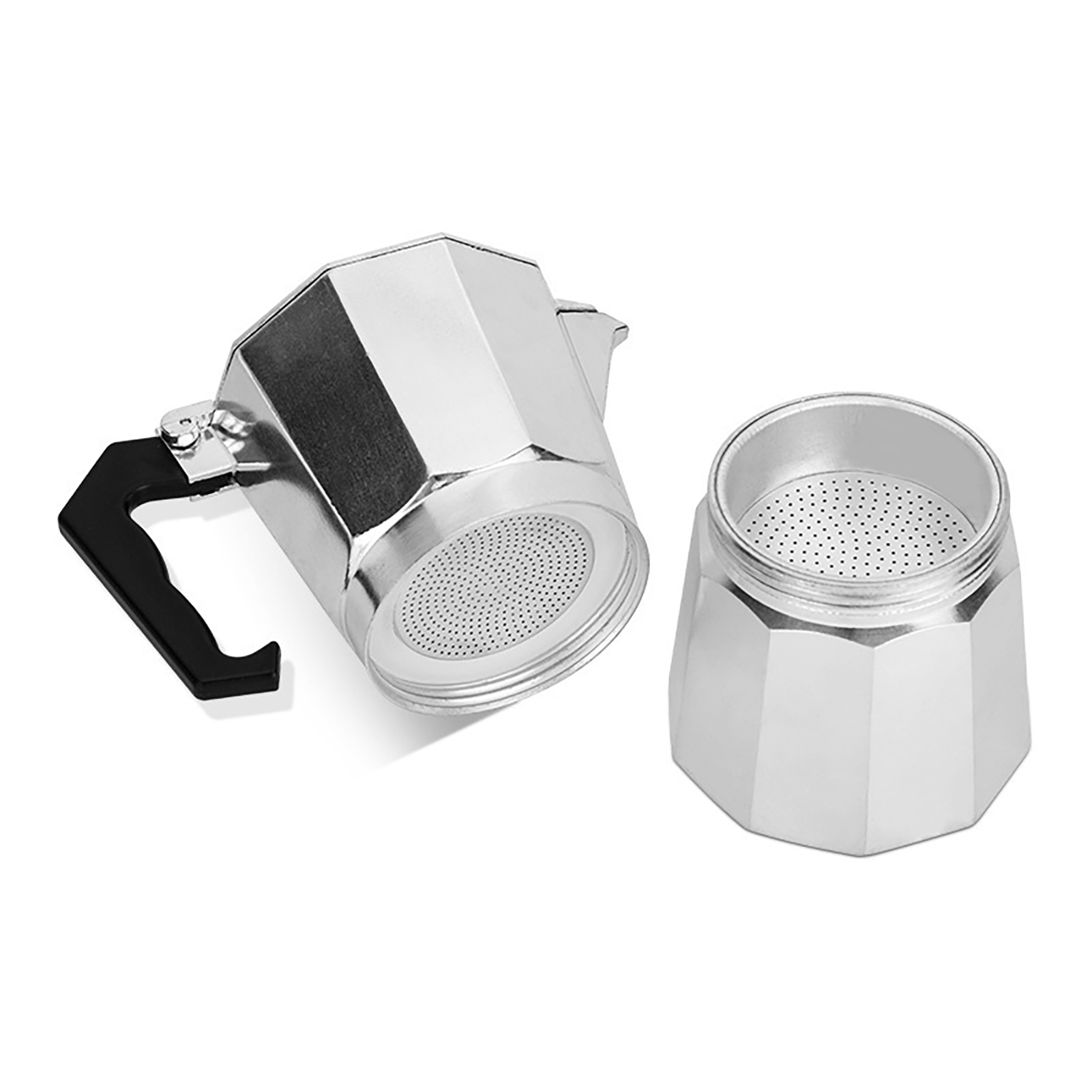 Espressokocher Für Den Herd, Gleichmäßige Erwärmung, 1 Tasse, Tragbarer Aluminium-moka-kanne Mit Kunststoffgriff, Für Büro Und Outdoor, 50 Ml