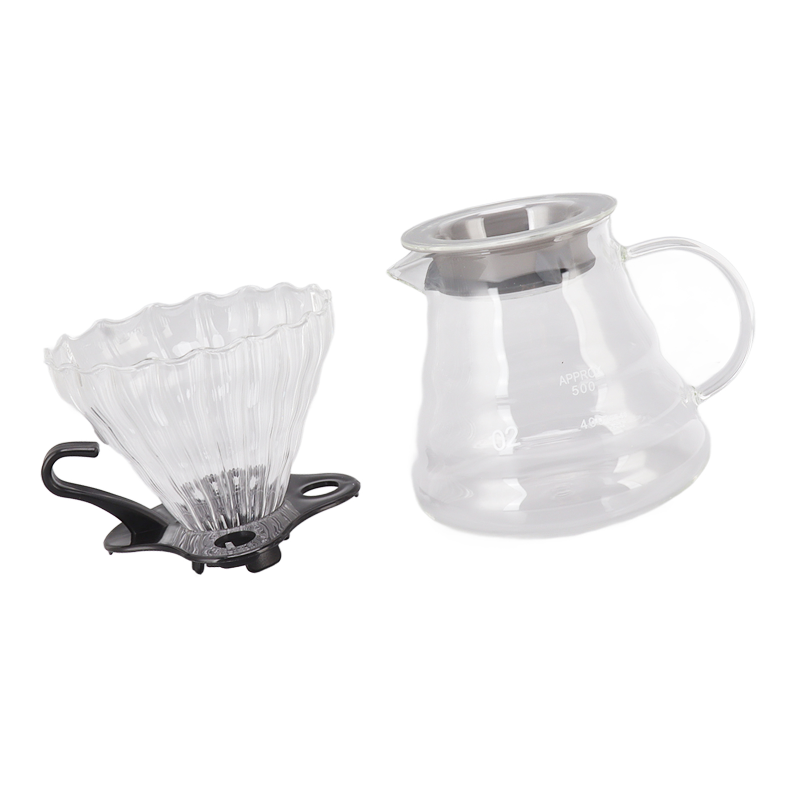 Pour-over-kaffeebereiter, 600 Ml Glas-kaffeekanne Mit Filterbecher Und Papier Für Den Heimgebrauch