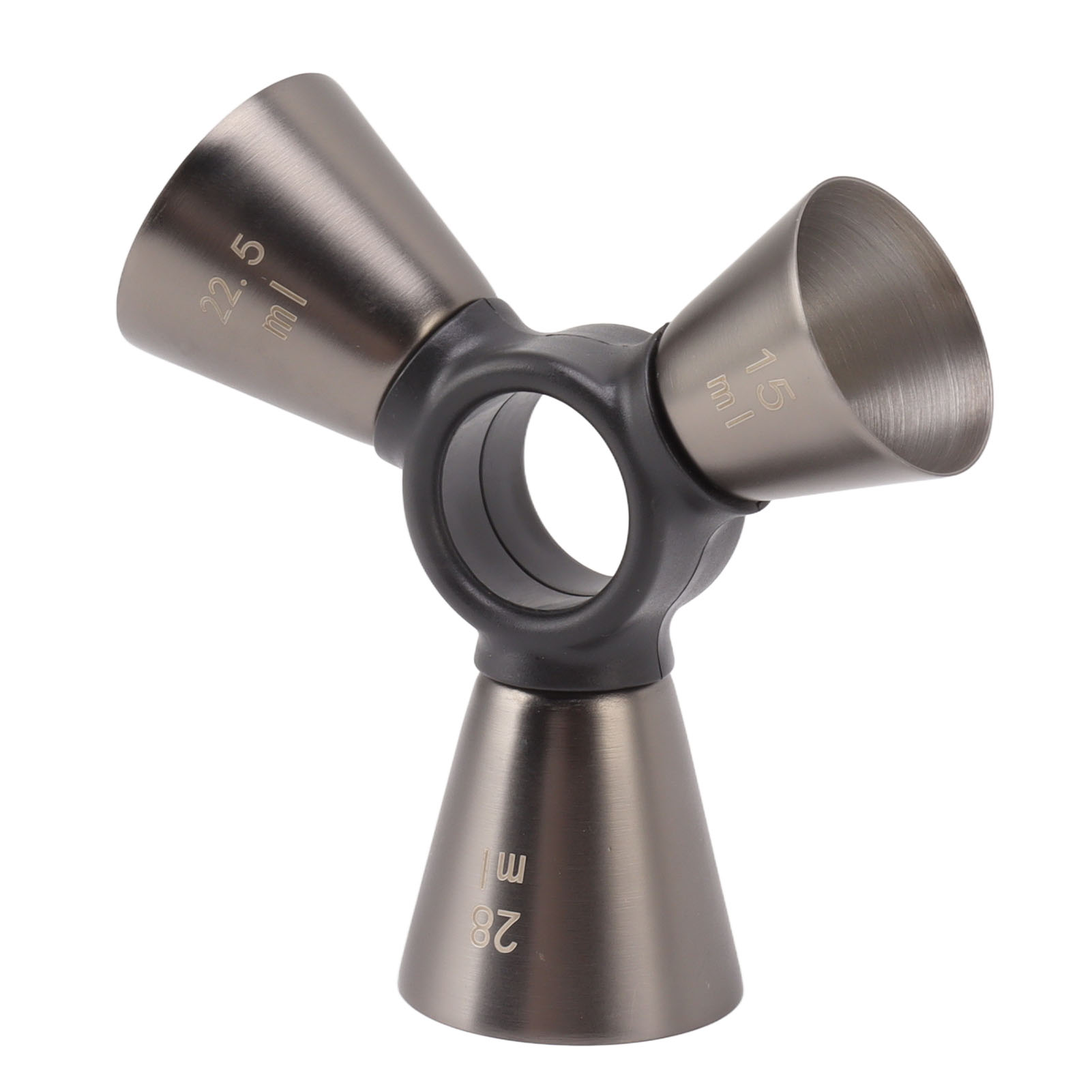 3-teiliger Messbecher Aus Edelstahl 304, Ergonomisches Weinmessgerät Für Weinmischwerkzeuge, Schwarz Beschichtet