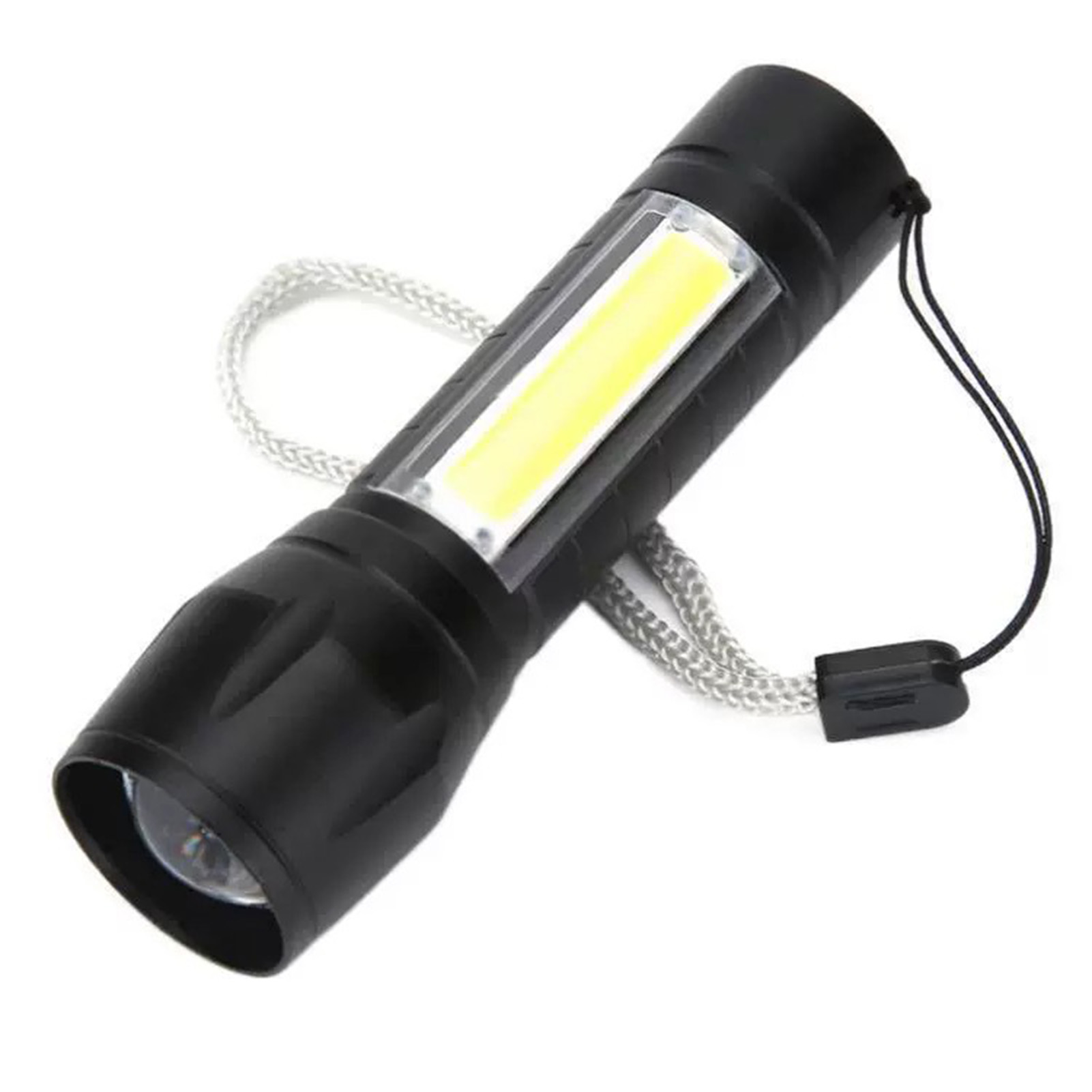 Cob-taschenlampe Aus Aluminium, Teleskopierbar, Superhell, Wasserdicht, Tragbar, Mini-taschenlampe Für Den Außenbereich