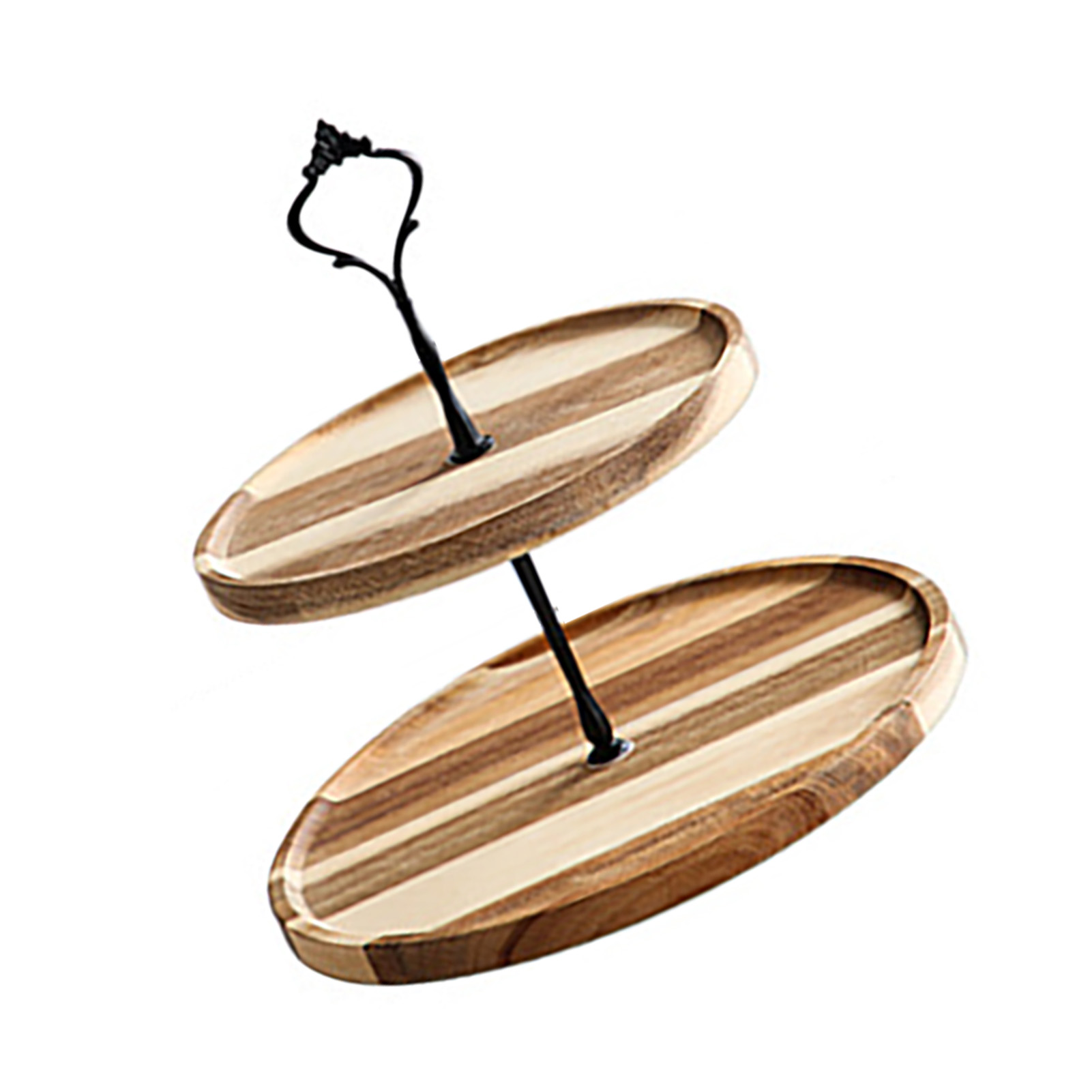 Dessertständer Aus Holz, Umweltfreundlich, Schlicht, Vintage-stil, Ideal Als Präsentationstablett Für Desserts, Obstkuchen Und Snacks, Schwarze Krone, 2 Etagen, Groß