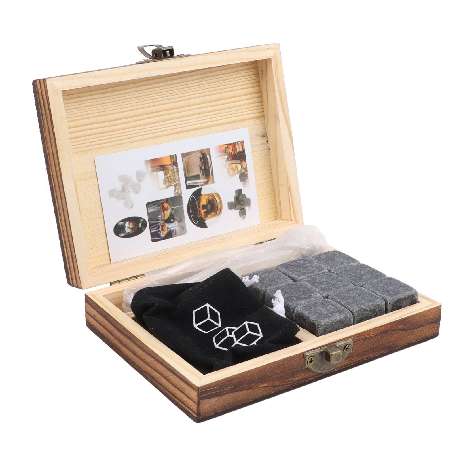Whisky Stone Schwarz Multifunktionaler Tragbarer Kühlstein Mit Pinzette Und Aufbewahrungsbox – Geschenkidee Für Trinkliebhaber