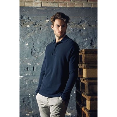 Men’s Heavy Polo LS, schwarz, Größe L