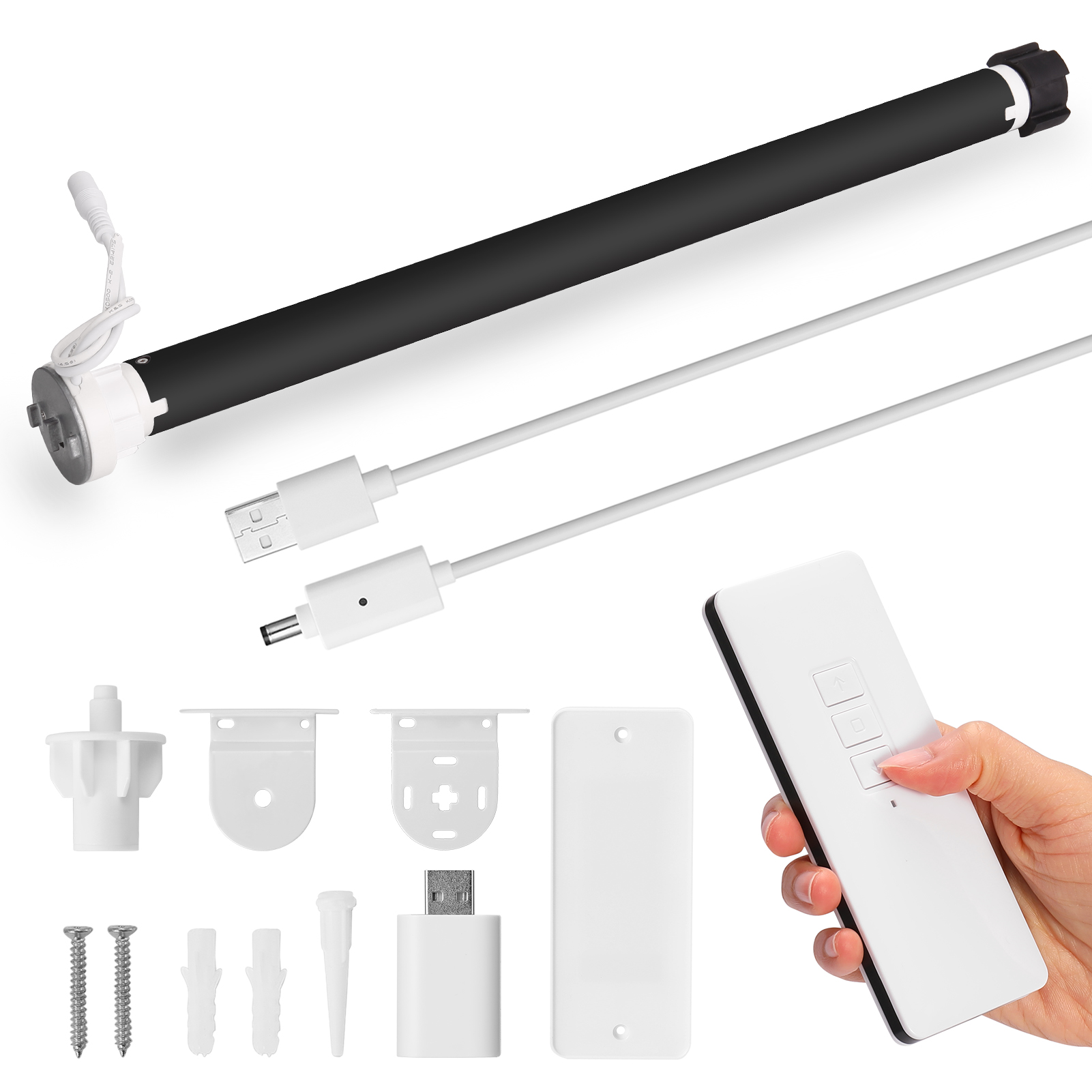 Rohrvorhangmotor 38 Mm Mit Externem Wlan-empfänger, 2600-mah-lithium-akku Und Integrierter Bremse, Steuerung