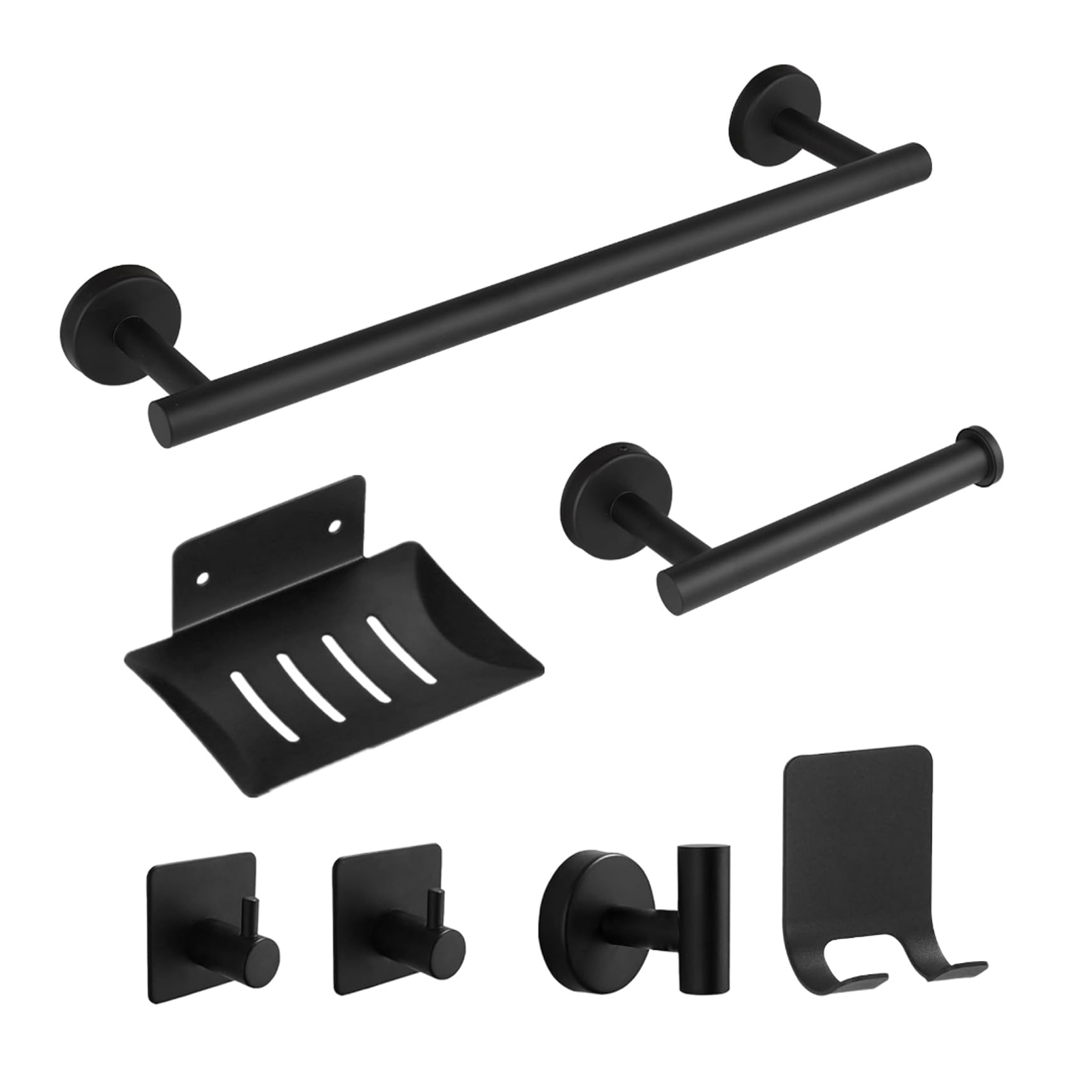 Schwarzes, Wandmontiertes Wc-set Aus Edelstahl Mit Toilettenpapierhalter Und Handtuchstange