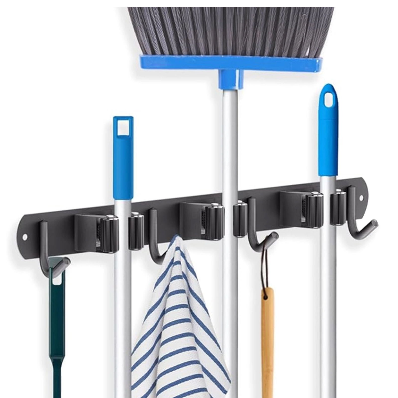 Wandmontierter Besenhalter, Kein Bohren Erforderlich, Edelstahl, Selbstklebender Mopphalter, Clip Für 20–30 Mm Stiele, Aufbewahrung