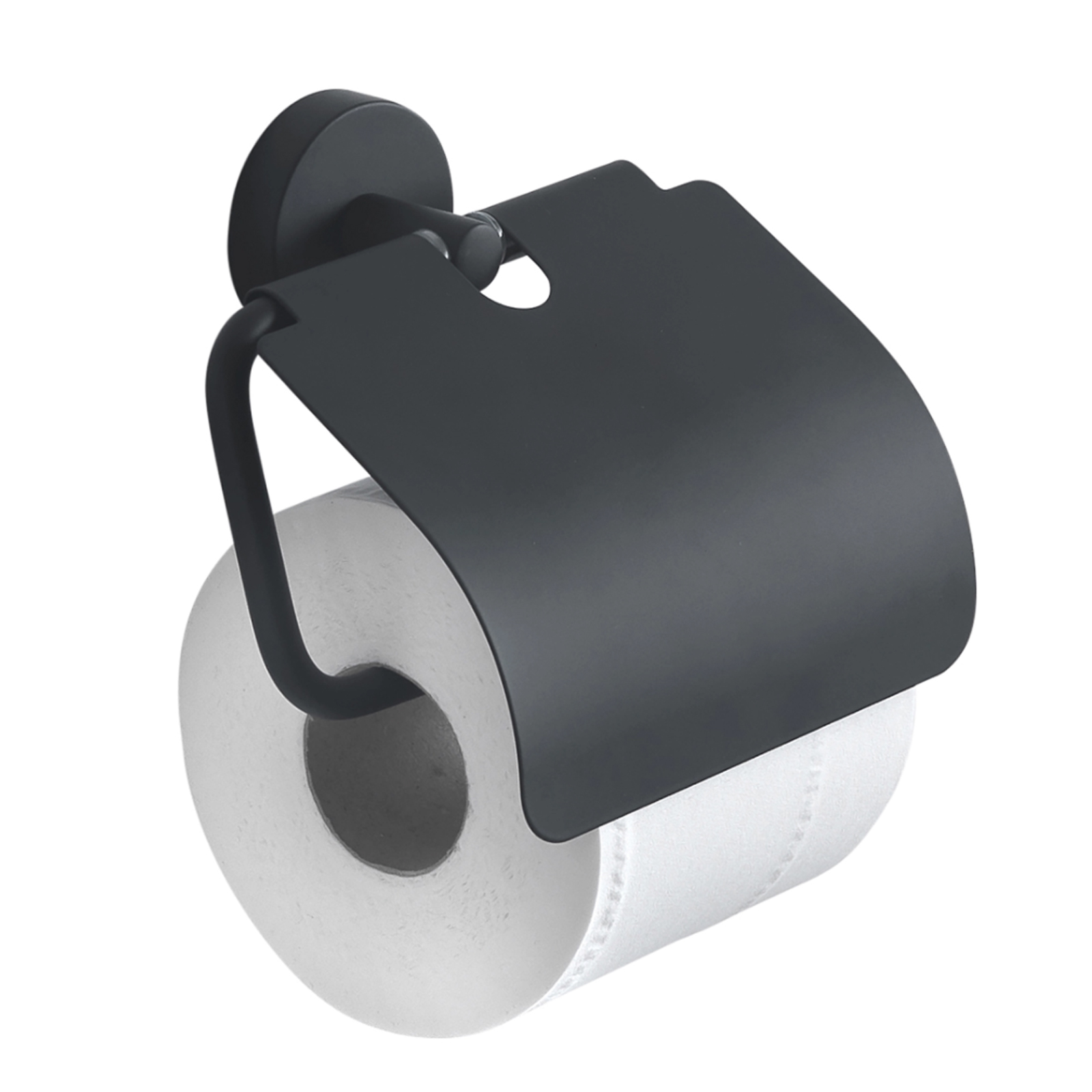 Toilettenpapierhalter Aus Edelstahl 304, Kein Bohren Erforderlich, Matt Schwarz, Feuchtigkeitsbeständig, Robust, Schiebeöffnung, Wandmontage, Badezimmer