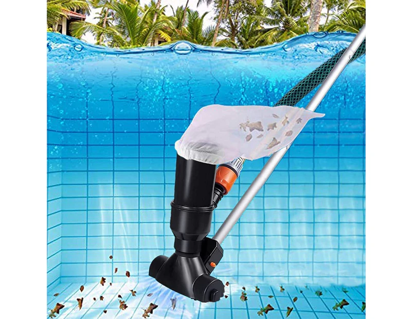 Tragbarer Poolreiniger Für Aufstellpools, Whirlpools, Springbrunnen, Jacuzzis Und Unterwasseranwendungen, Schwarz, Mit Laubsaugkopf Und 5 Segmenten