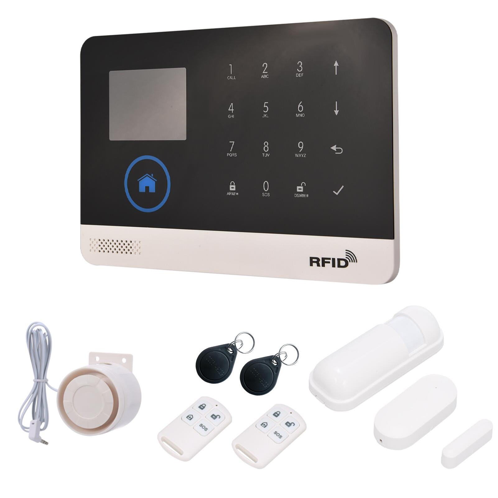 433-mhz-wlan- Und Gsm-funkalarmanlage Mit Automatischer Wählfunktion, Lcd-bildschirm, Türsensor Und Pir-bewegungsmelder