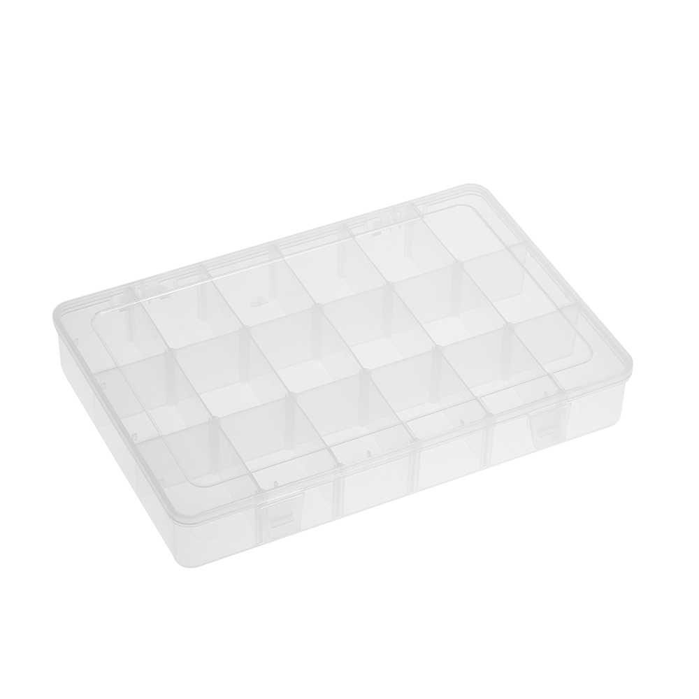 Verstellbare Aufbewahrungseinheit Mit Fächern, Transparent, 18 Fächer, Stabiler Werkzeugorganizer Aus Pp, 275 X 190 X 45 Mm