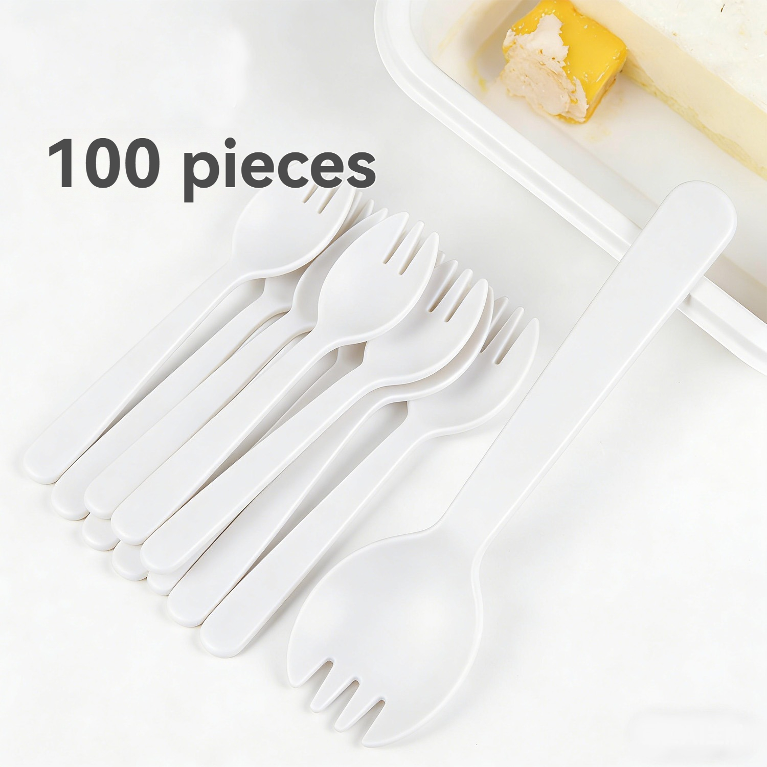 Einweg-dessertbesteck Aus Kunststoff, 100 Stück, Einzeln Verpackt, Hygienisch Für Partys Und Picknicks