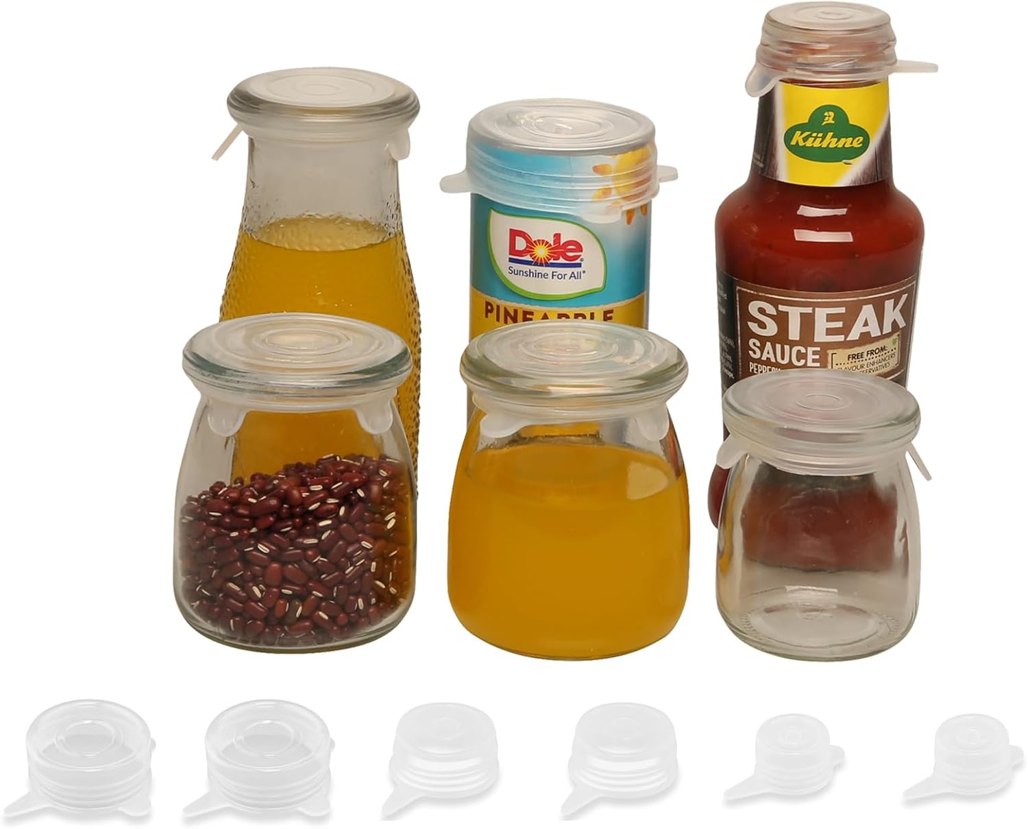 Wiederverwendbare, Transparente Silikon-elastikdeckel (6er-pack), 3 Größen, Geeignet Für Kleine Dosen, Lebensmittelbehälter Und Flaschen