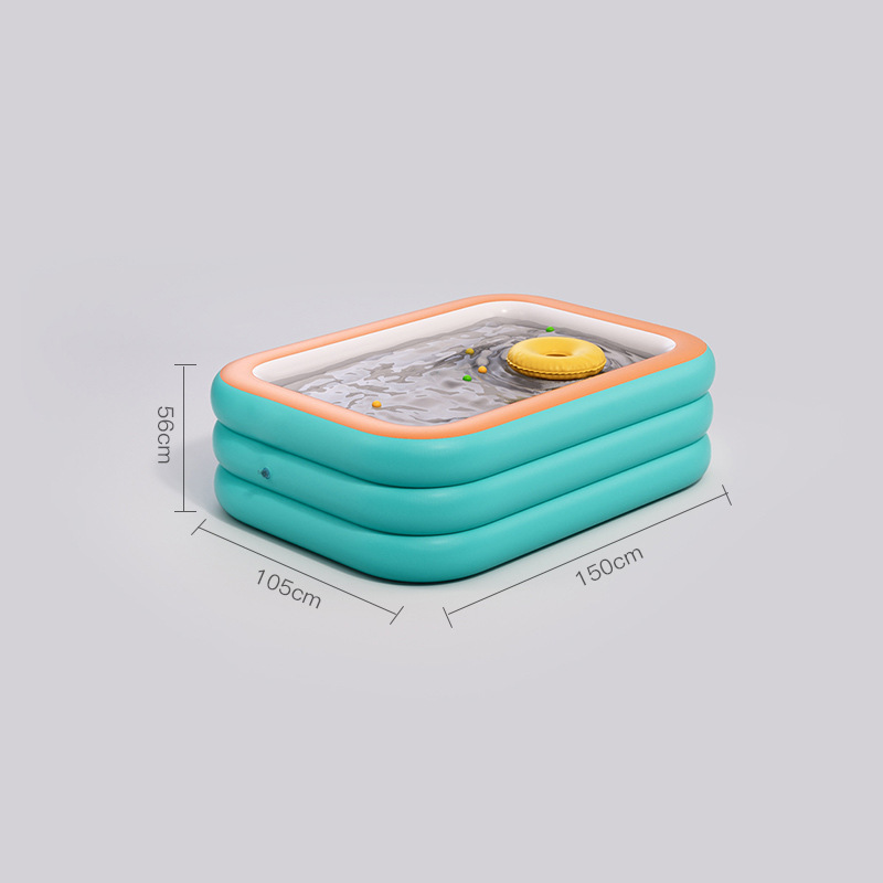 Aufblasbarer Familienpool 250 X 150 X 50 Cm, Dickes Material – Werkzeuglos Faltbar, Einfacher Aufbau, Für Den Sommer Im Kindergarten