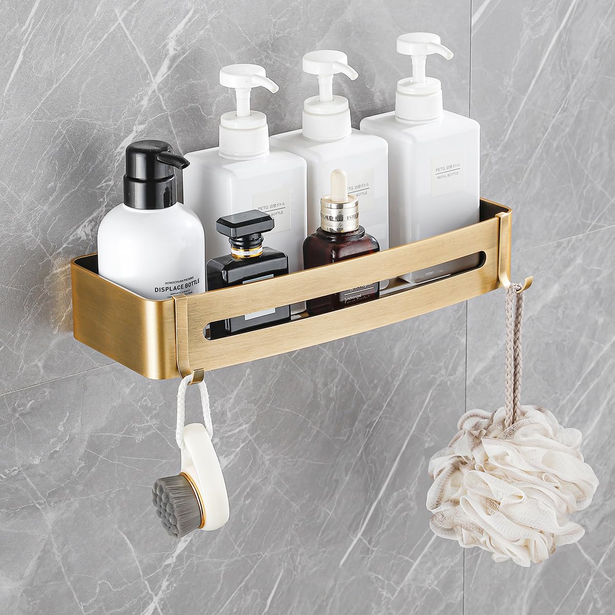Set Mit 2 Rostfreien Eckduschablagen Aus Aluminium Mit Haken, Klebe- Oder Schraubmontage