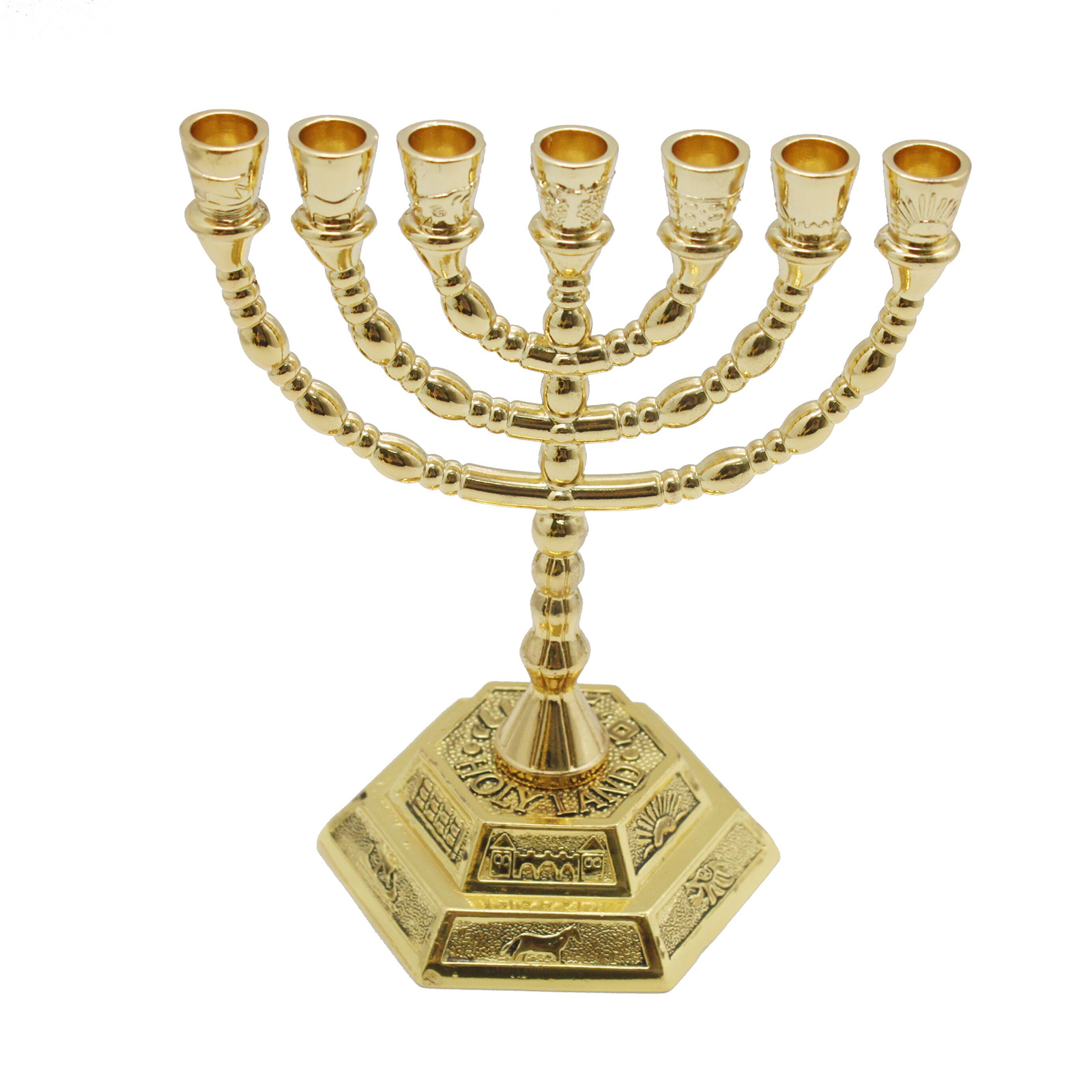 Siebenarmiger Kandelaber, Israelischer Kandelaber, Partydekoration, Kerzenleuchter-ornamente, 13 Cm Goldener Kandelaber Für Chanukka