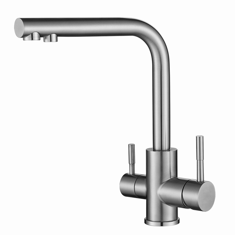 Küchenarmatur Mit Mischbatterie, Edelstahl, Zwei Warm- Und Kaltwasserauslässe, Wasserfilter Und -reinigung Für Die Spüle