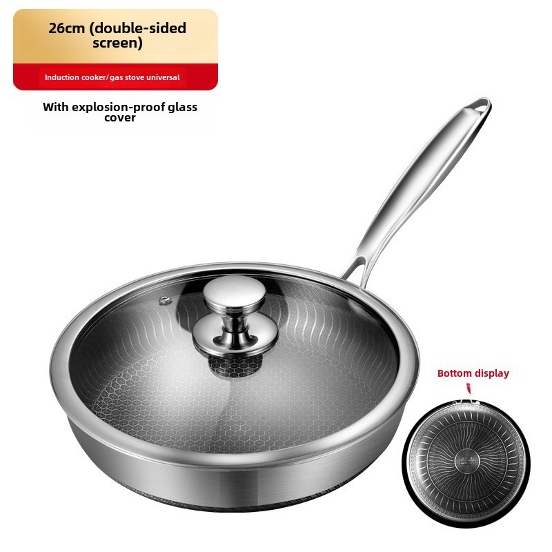 Bratpfanne Aus Edelstahl 316 Mit Deckel, 26 Cm, Antihaftbeschichtet, Geeignet Für Induktions- Und Gasherde