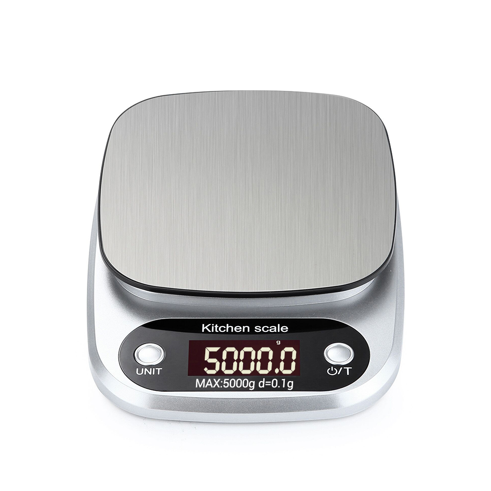 Digitale Küchenwaage, 0,1 G, Lcd-anzeige, Edelstahl, 21 X 15,5 Cm, 3 Kg, 5 Kg, 4 Einheiten, Tragbar, Für Gebäck