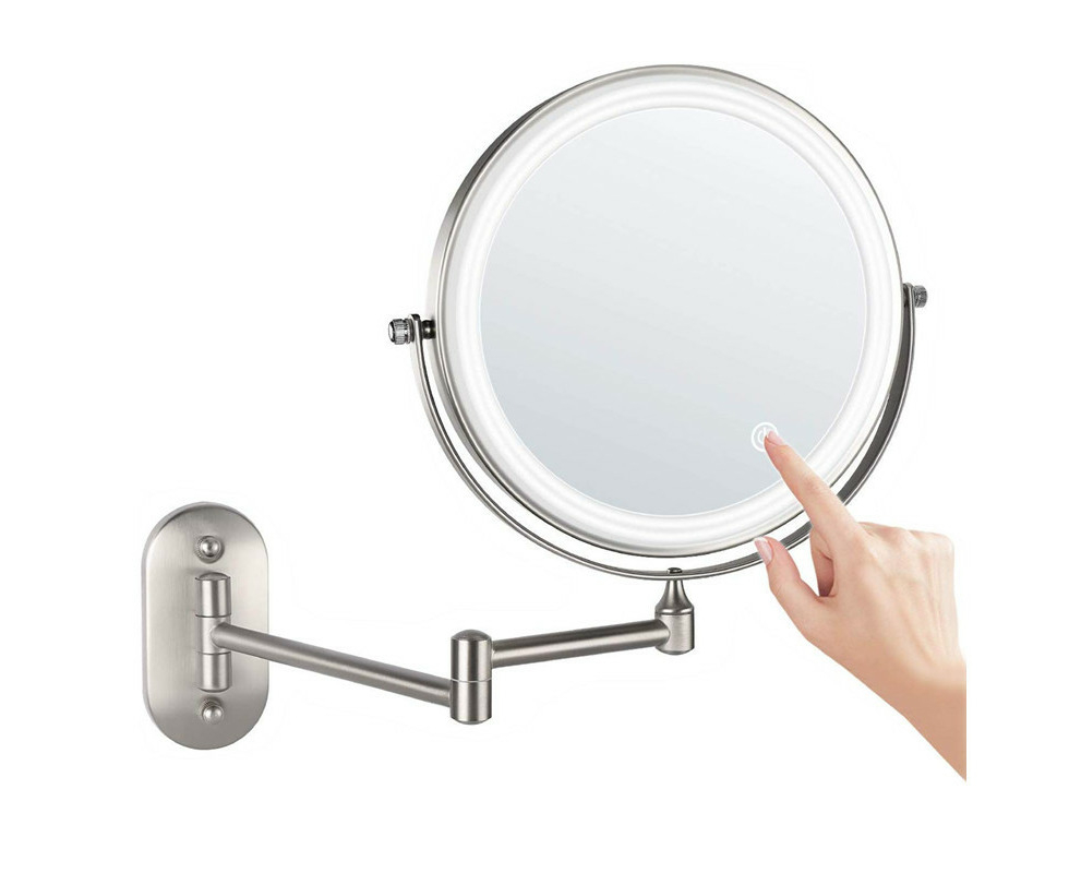 7-fach Led-wandvergrößerungsspiegel, Usb-aufladbar, 360° Faltbar, Für Präzises Rasieren Und Schminken Im Badezimmer
