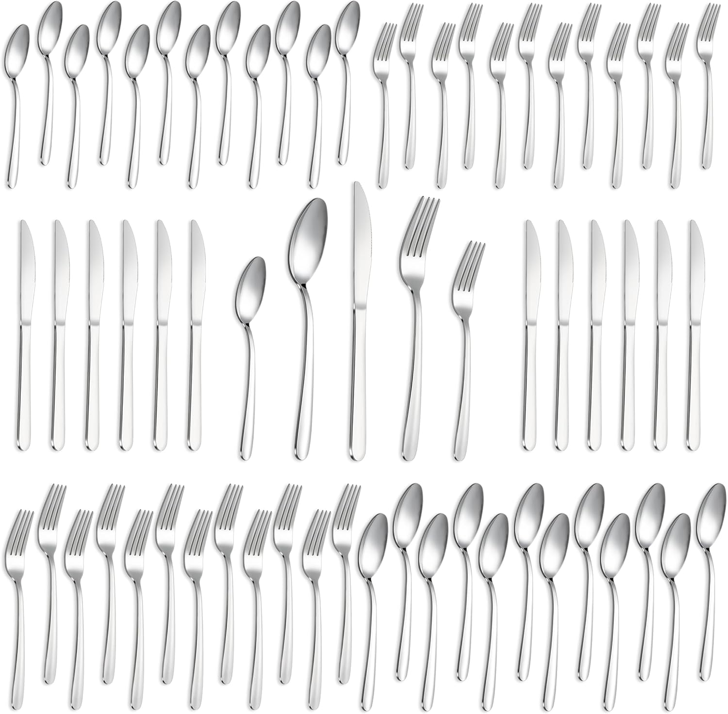 60-teiliges Steakbesteck-set Aus Hochglanzpoliertem Edelstahl, Besteckset Für 12 Personen, Tischmesser