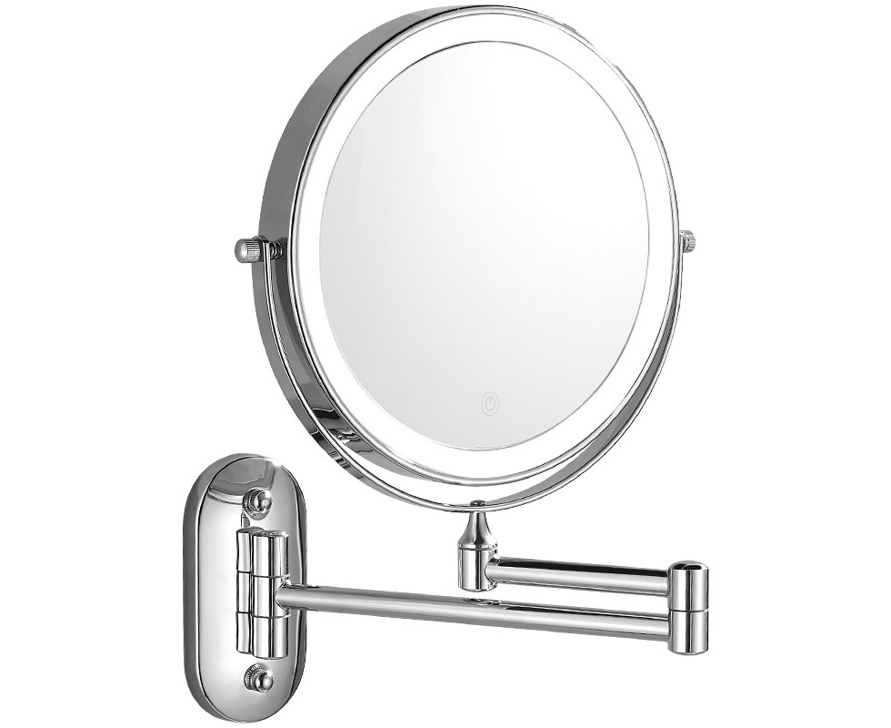 Doppelseitiger Led-wandspiegel Mit 10-facher Vergrößerung, 360° Drehbar, Usb-aufladbar – Ideal Zum Schminken