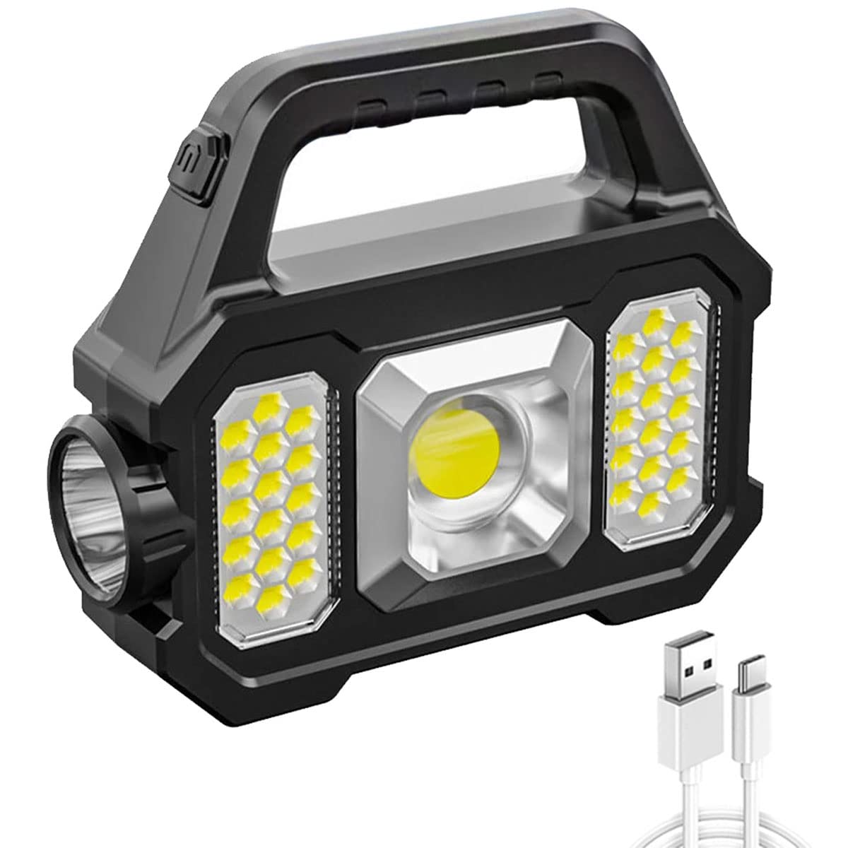 Wiederaufladbare Solar-taschenlampe Mit 500 Lumen Und Cob-panel – 6 Leuchtmodi, Wasserdichte Led-taschenlampe Für Outdoor-camping