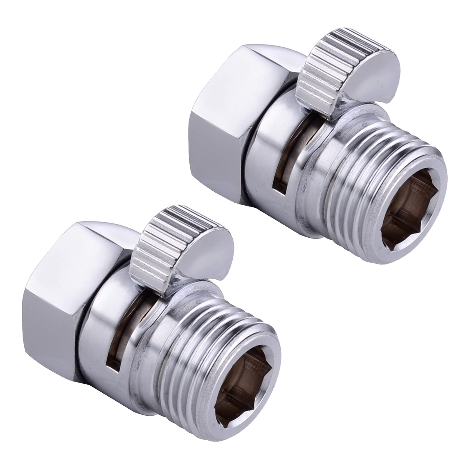 Verchromtes Messing-absperrventil G1/2 Mit Durchflussregler, Für Badezimmerdusche, 2er-pack