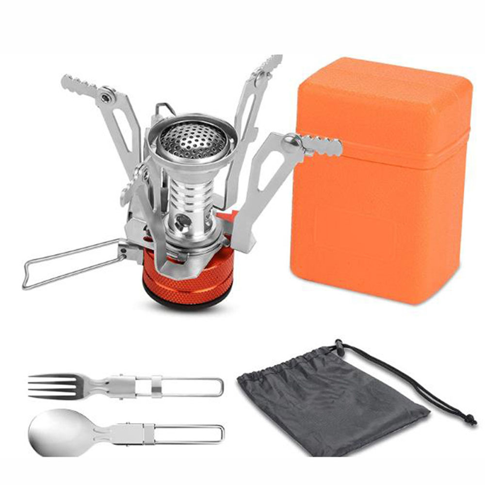 Mini-campingkocher, Tragbarer Taschengaskocher Mit Piezozündung Und Löffel Zum Kochen Im Freien, Für Picknicks Oder Wanderungen.