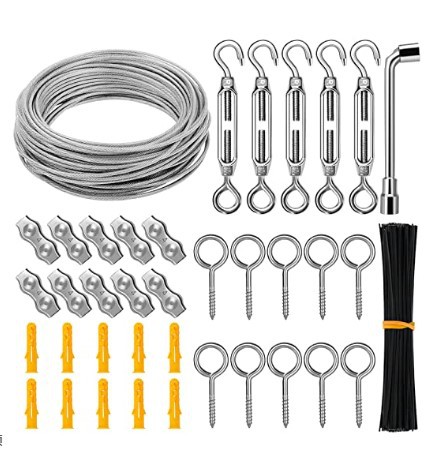 3 Mm Edelstahlseil, 30 M Lang, Mit Spannschlössern Und Haken Für Geländer, Terrassen, Pergolen, Heimwerkerprojekte