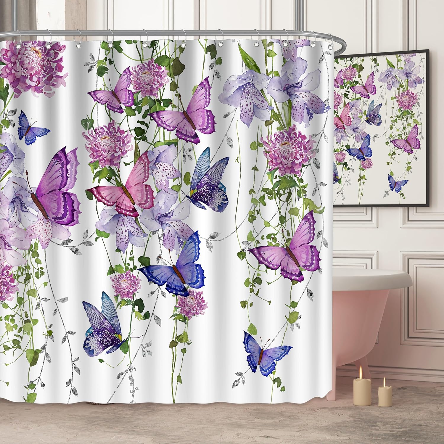 Wasserdichter Duschvorhang 180x180 Cm, Schimmelresistent, Lila, Blickdicht, Für Badezimmer