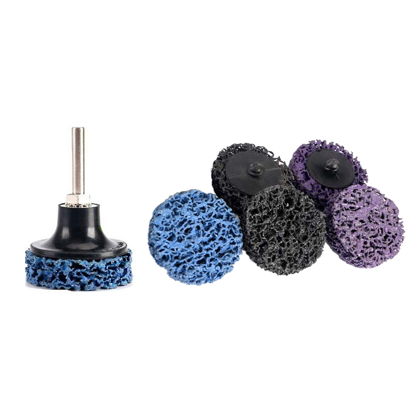 6 Stück 2-zoll-streifenscheiben Mit 1 Schaft Für Winkelschleifer Zum Entfernen Von Farbe Und Rost (2 Stück Violett, 2 Stück Blau, 2 Stück Schwarz)