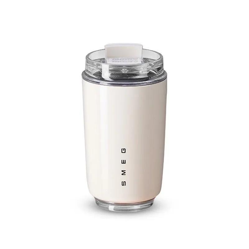Kaffeebecher, Doppelwandiger Edelstahl, Weiß, Mit Deckel, 320 Ml, 76,5 Mm X 78,5 Mm X 140 Mm, 300 G, 1 Stück