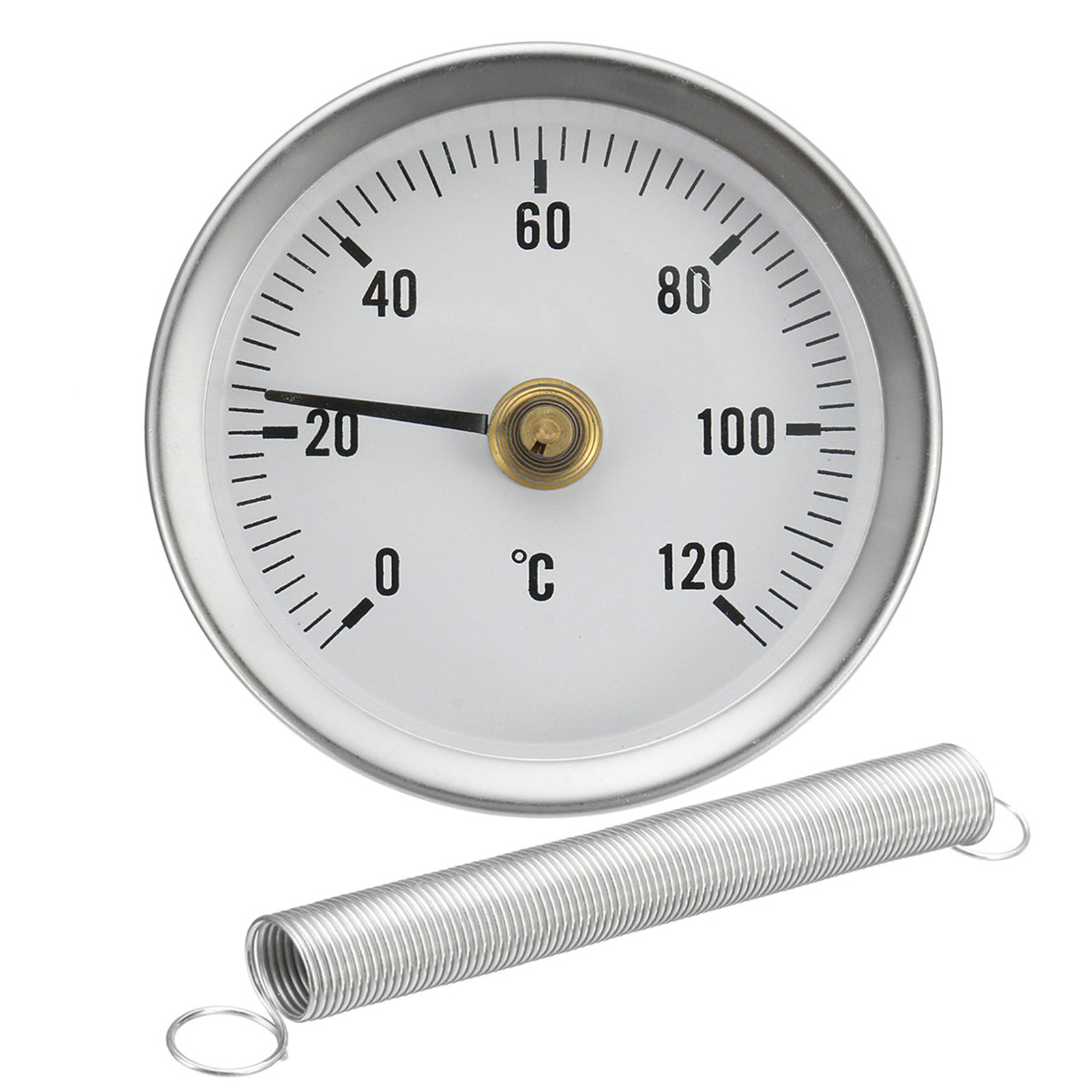 Klemmthermometer Für 63-mm-rohre Mit Feder, Temperaturanzeige 0–120 °c Für Warmwasser