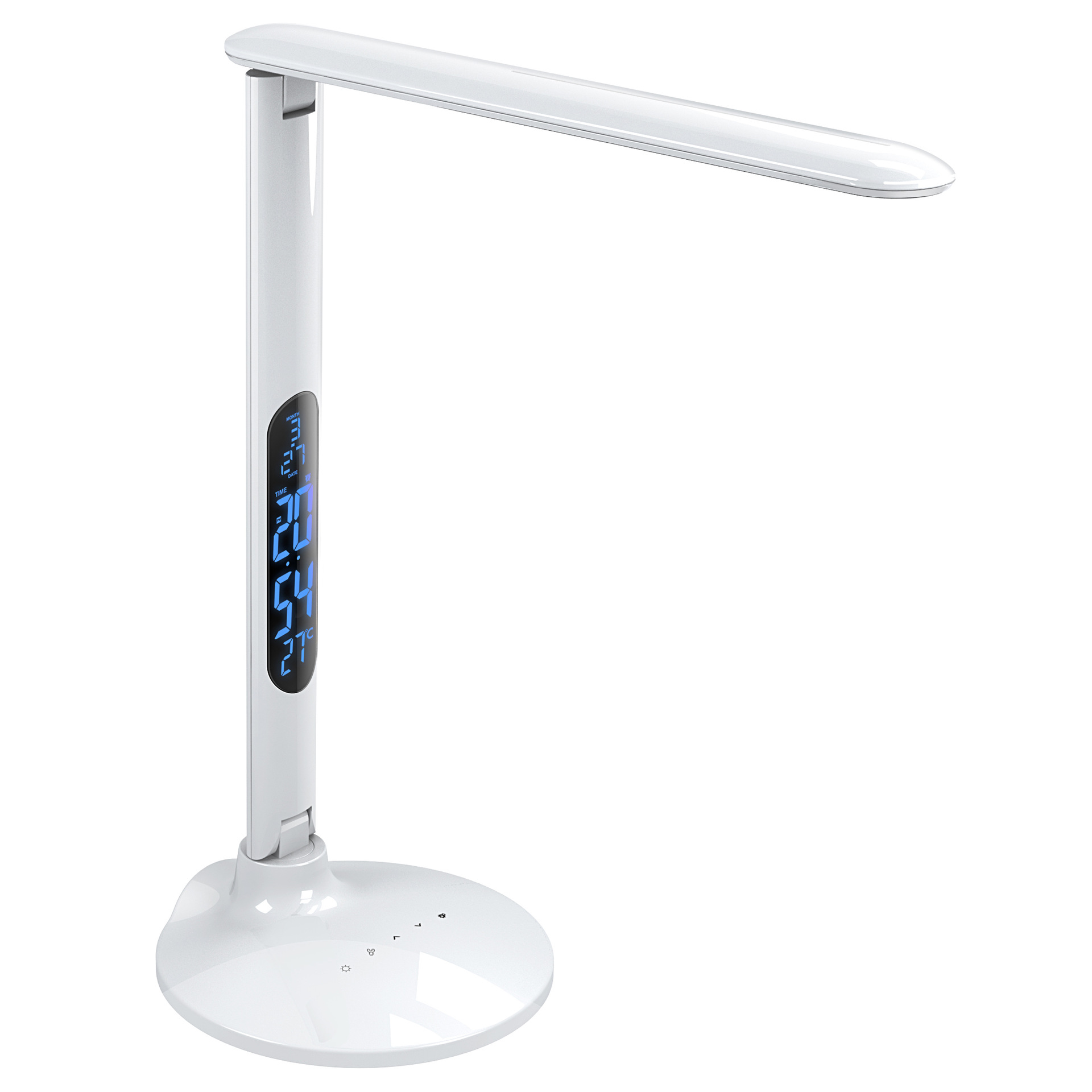 Led-schreibtischlampe Mit Integriertem Wecker Und Kalender, 10 W, 1500 Lux, 5 Helligkeitsstufen, 3 Farbtemperaturen (3300 K–6000 K), Usb-anschluss