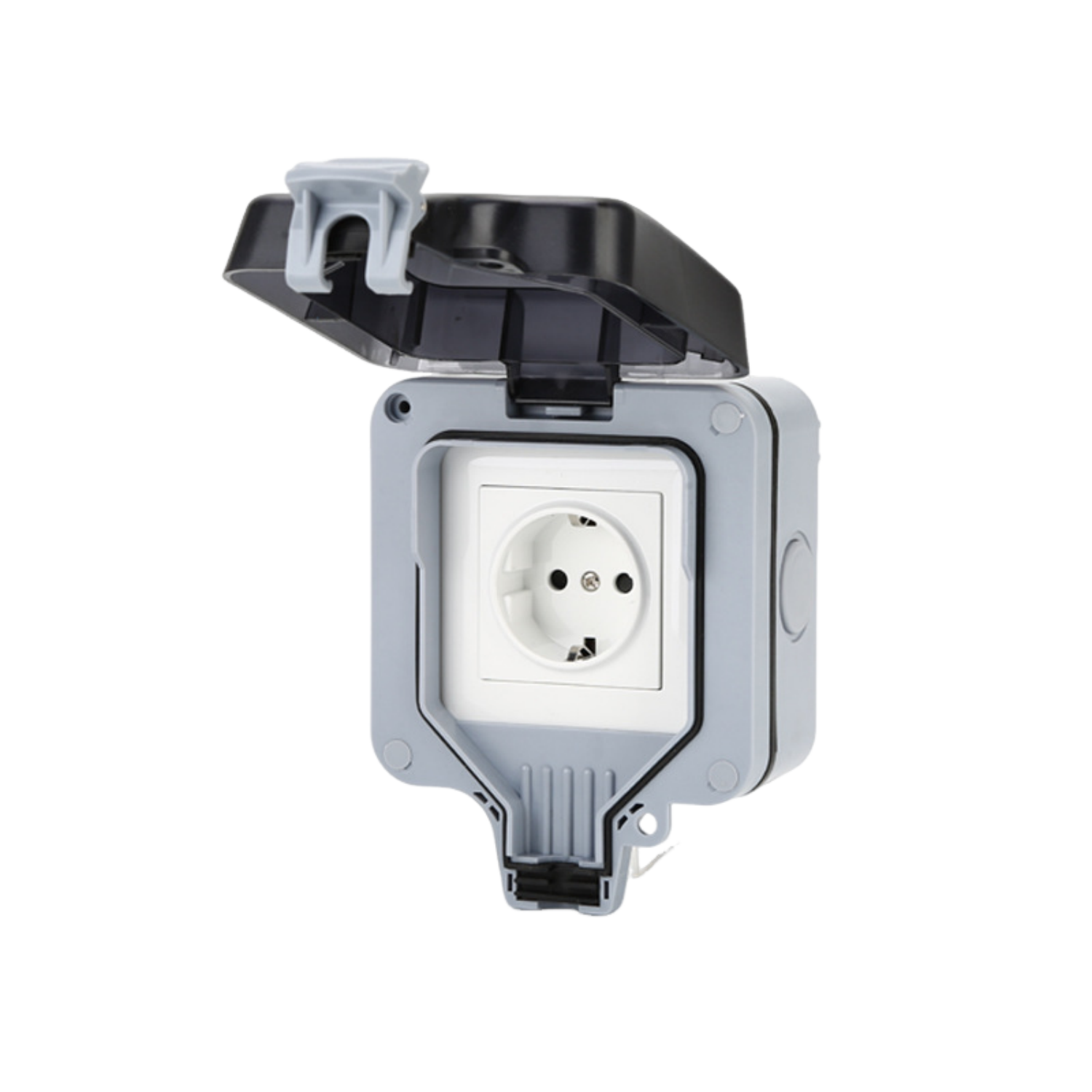 Ip66-wetterfeste Außensteckdose Mit Schutzgehäuse Und Europäischem Stecker
