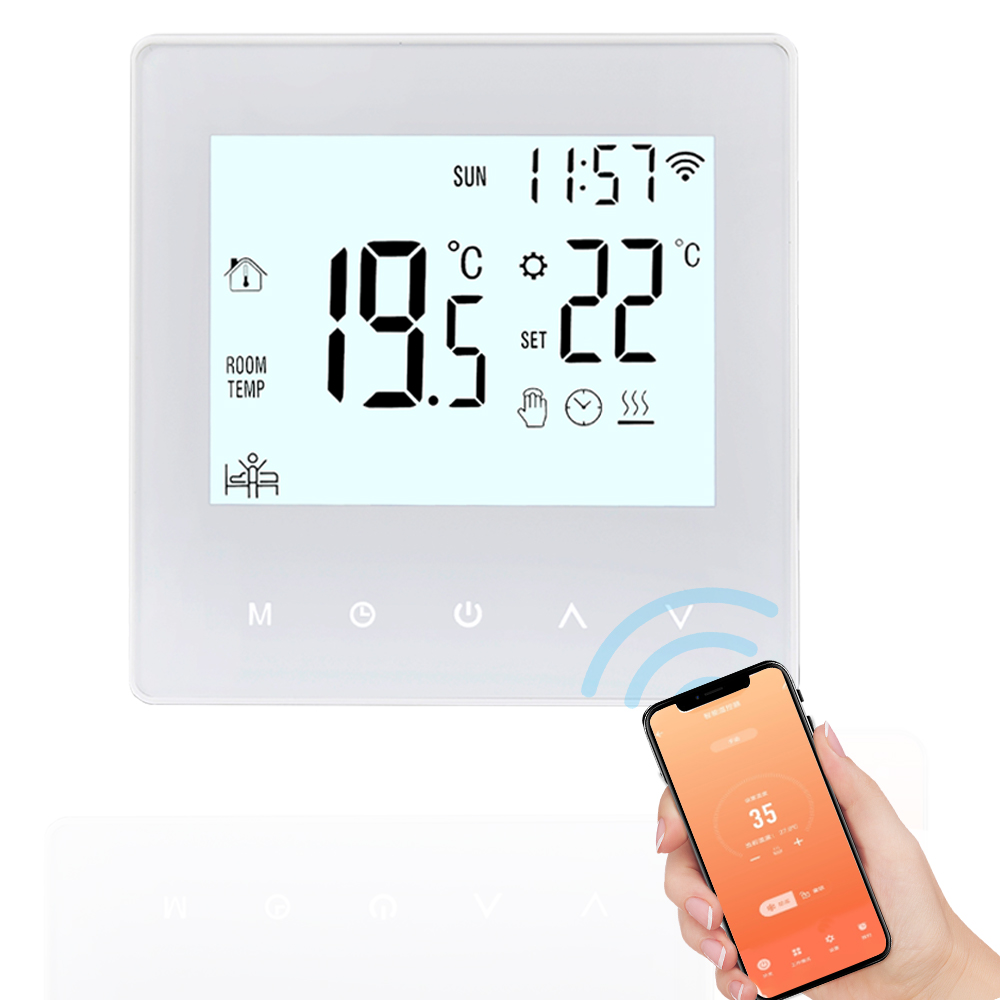 Wlan-thermostat Für Fußbodenheizung, Hintergrundbeleuchtetes Lcd-display, Wasserfest (3 A), Präzise Regelung Bis Auf 1 °c, Für Tuya