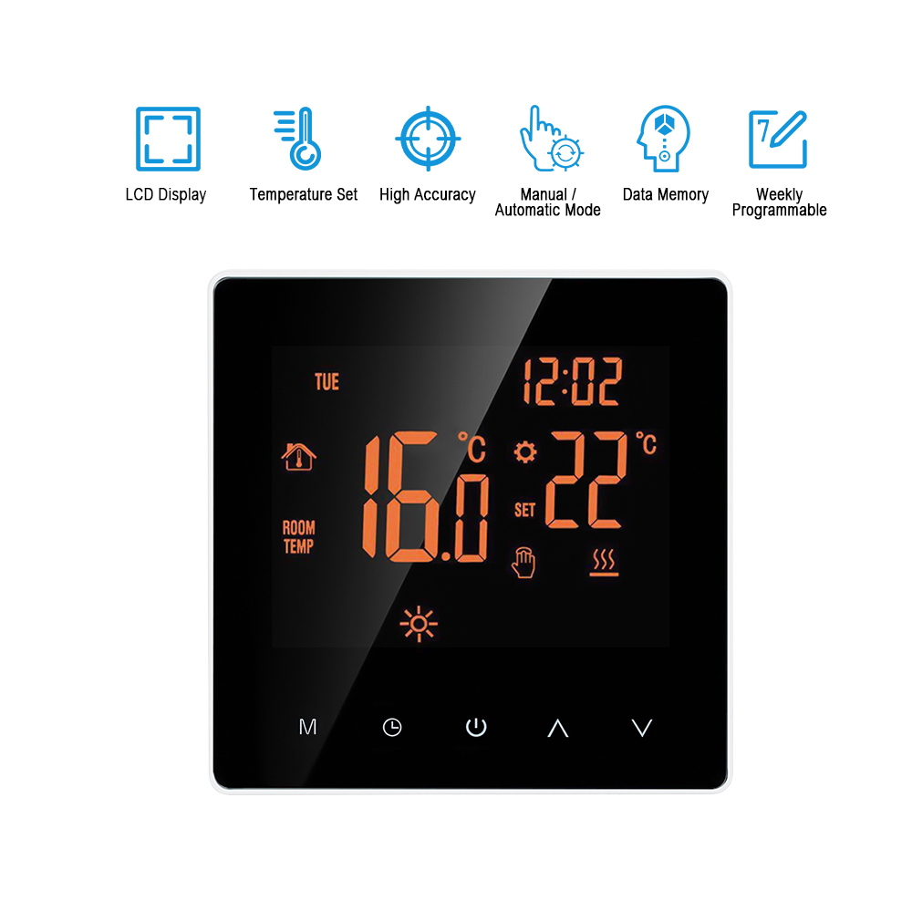 Intelligenter Programmierbarer Thermostat (wöchentlich), Lcd-touchscreen, 16-a-elektrische Fußbodenheizung