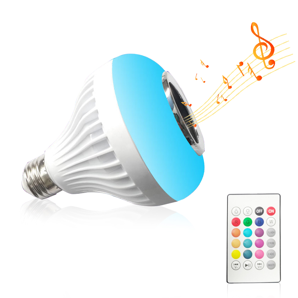 E27 Bluetooth-led-lampe Mit Integriertem Lautsprecher, Rgb, 12 W, Fernbedienung, 12 Farben, Für Partys Und Wohnzimmer