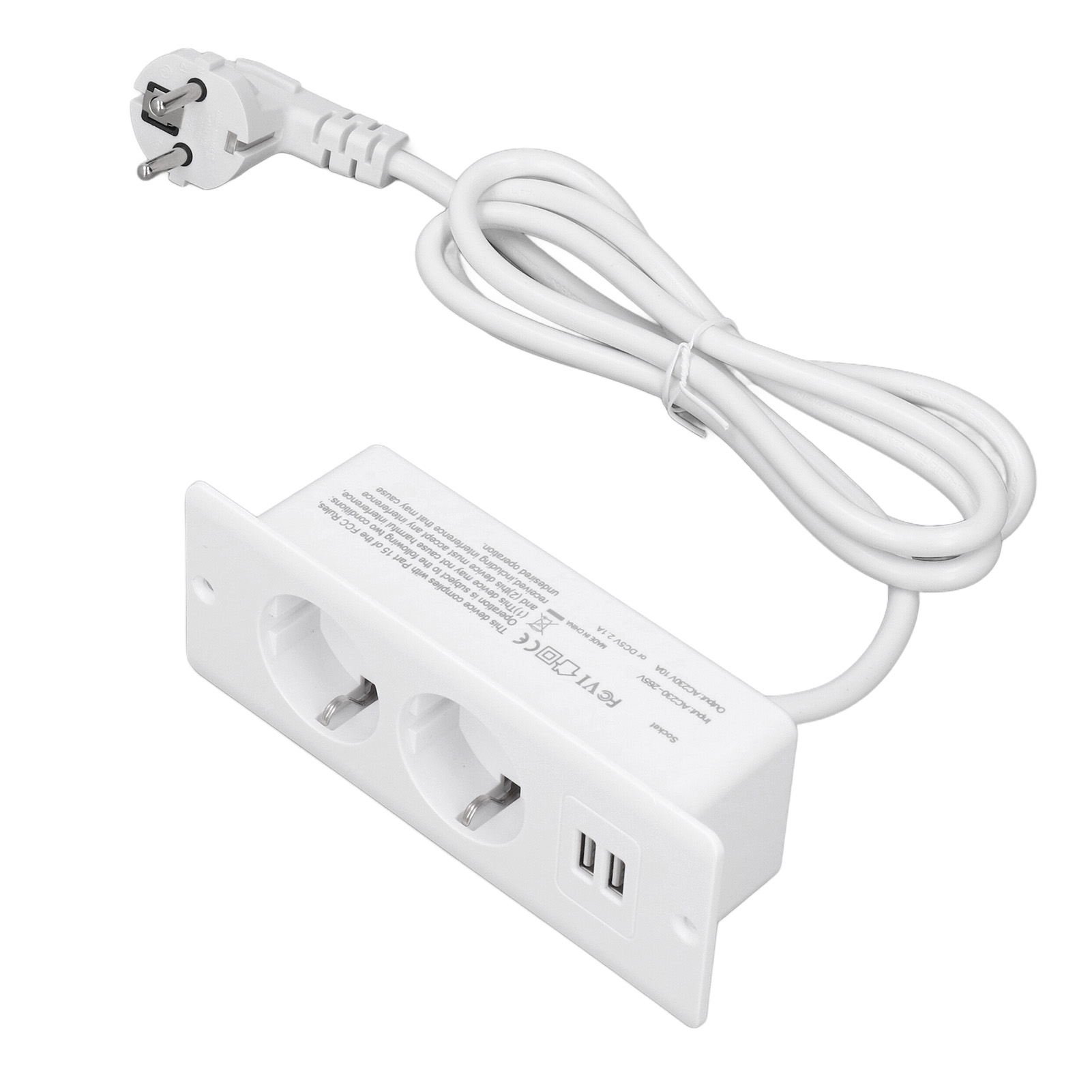 Einbausteckdose Mit Zwei Usb-anschlüssen, 2a Schnellladefunktion Für Schreibtisch, Arbeitsplatte, Tisch